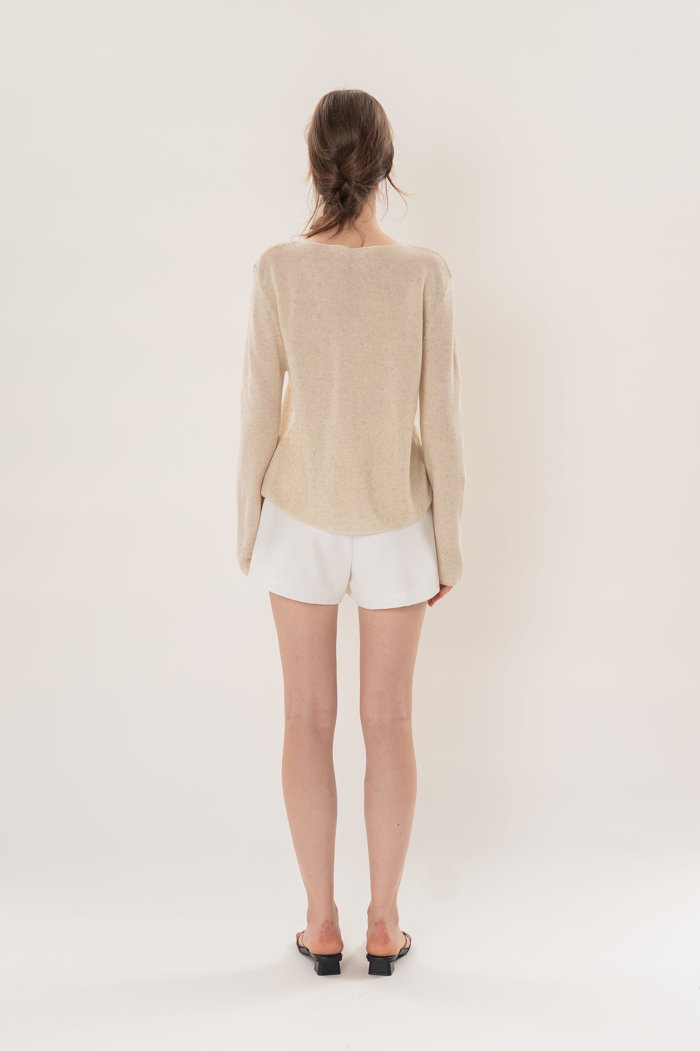 Summer Knit Boat Neck Sweater in Oat