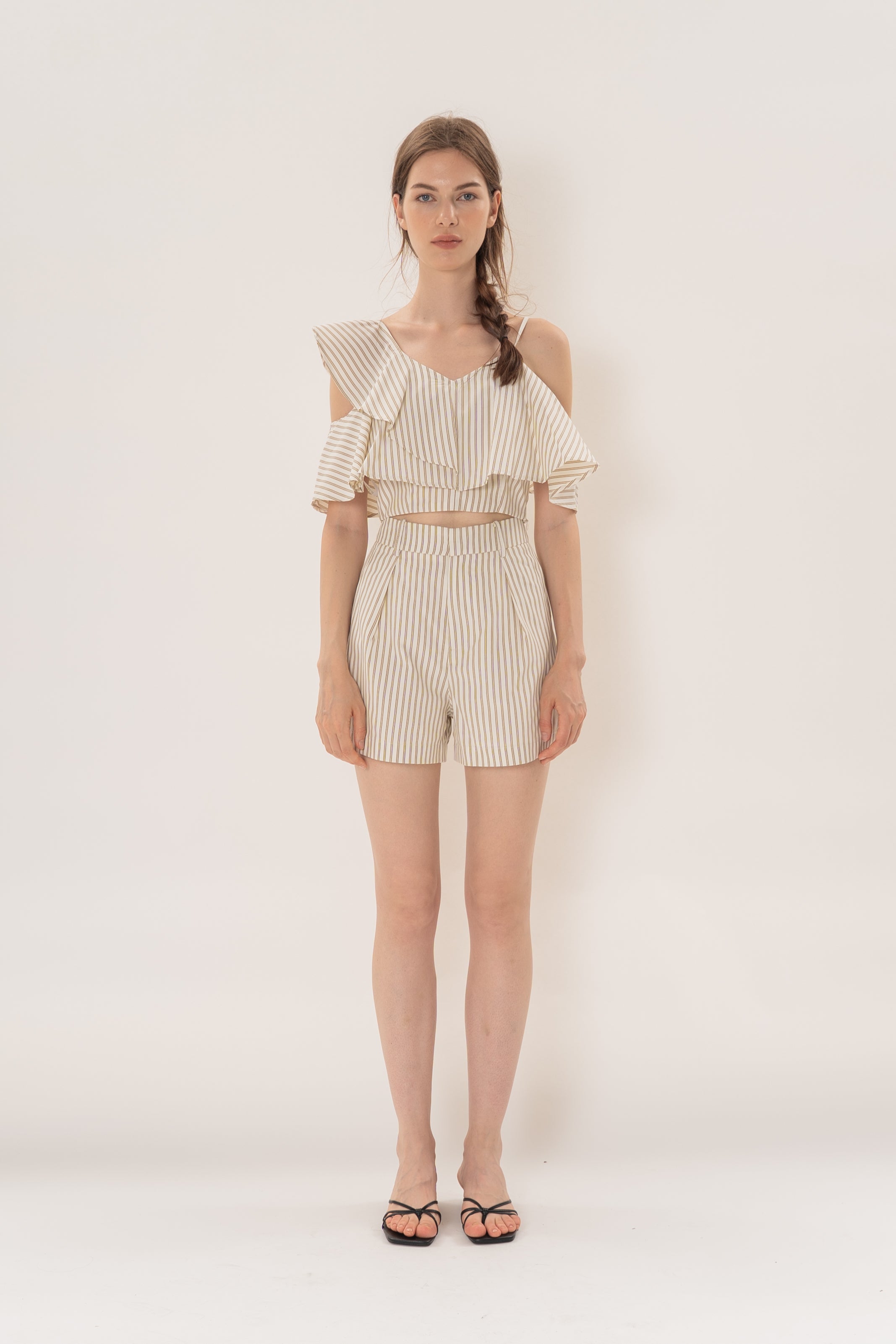 Asymmetrical Top in Tan Stripe