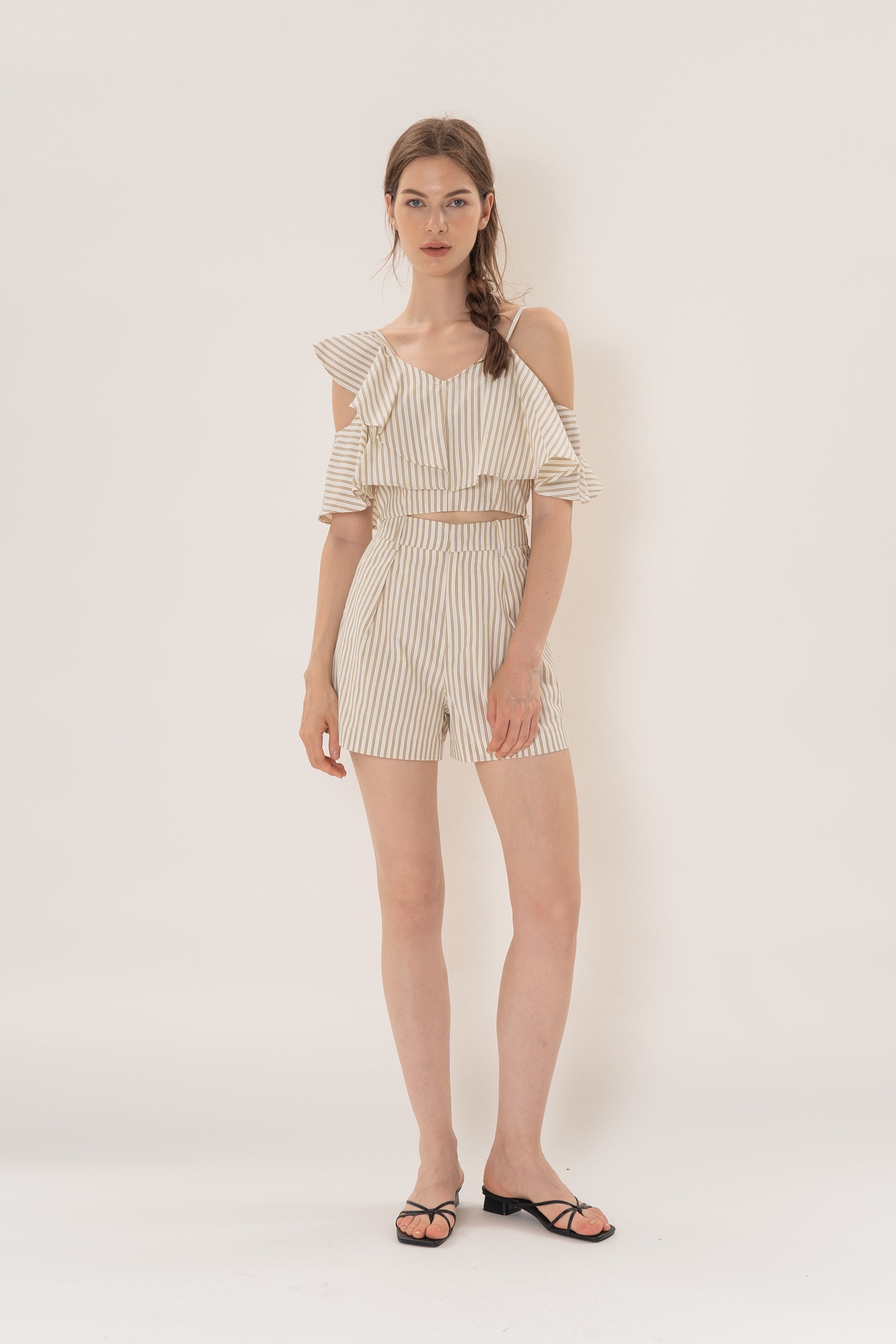 Asymmetrical Top in Tan Stripe