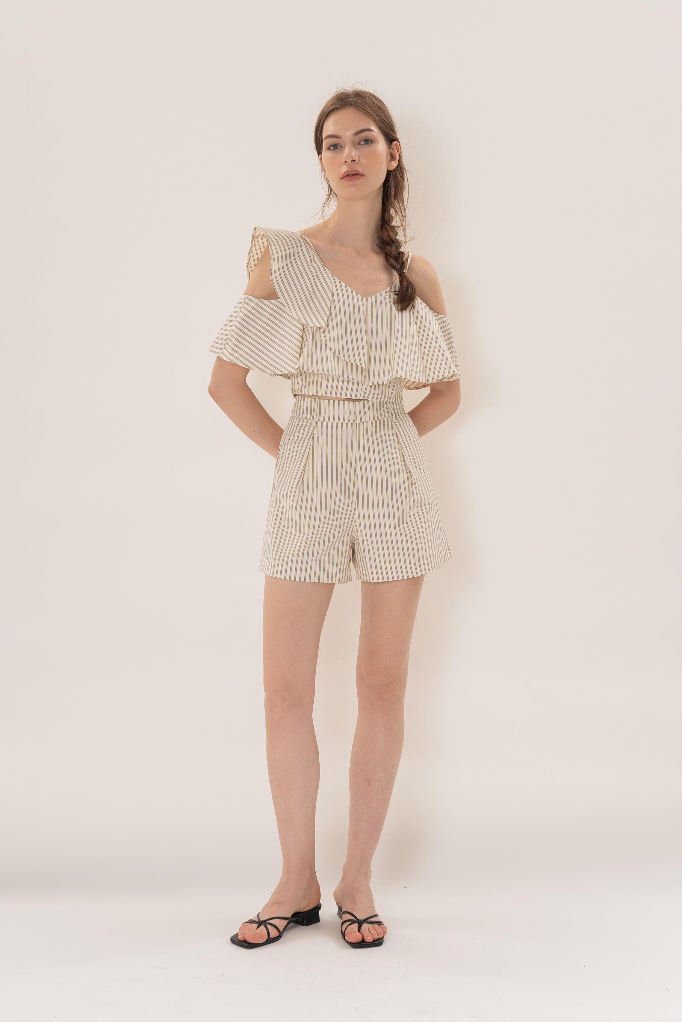 Asymmetrical Top in Tan Stripe