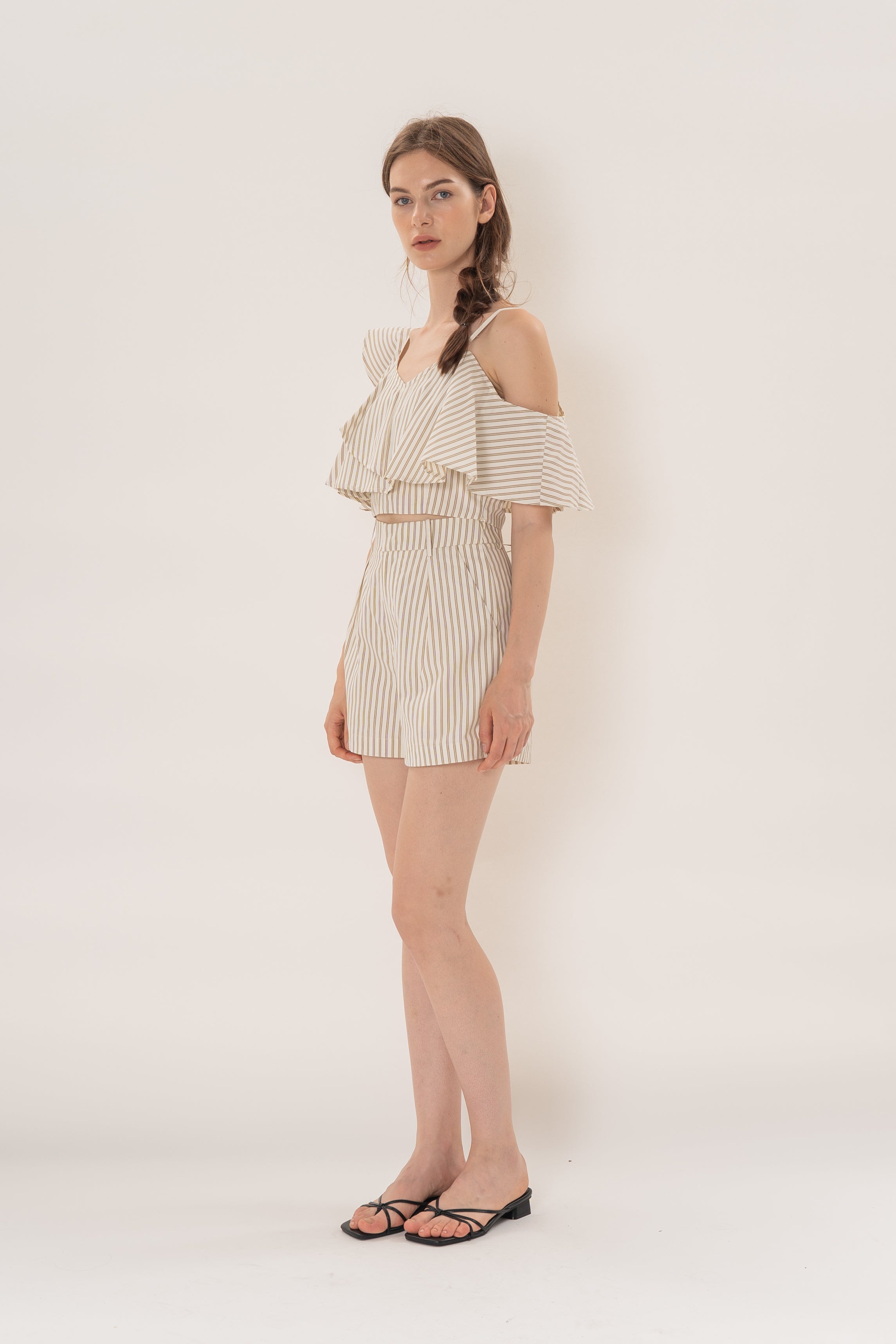 Asymmetrical Top in Tan Stripe