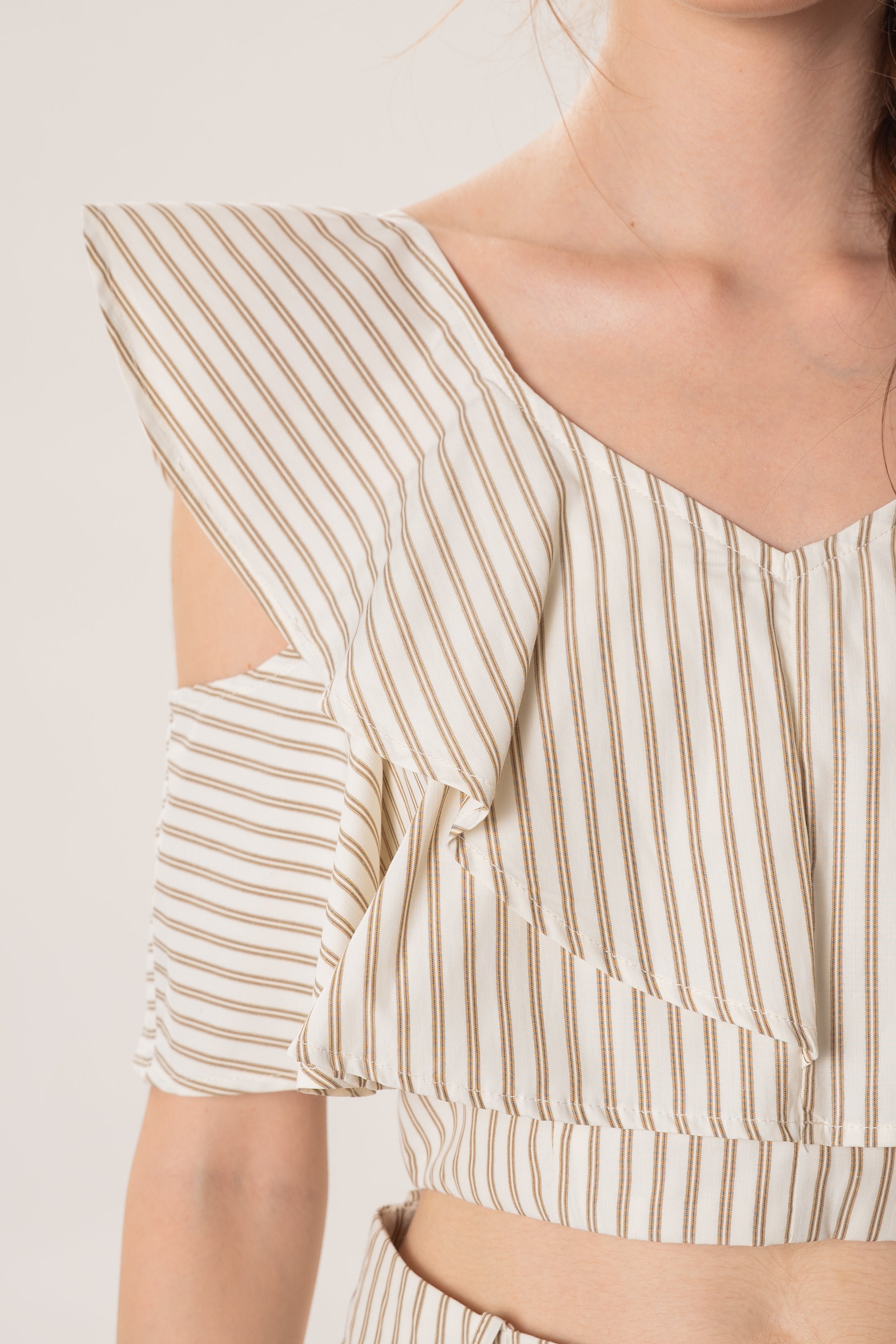 Asymmetrical Top in Tan Stripe