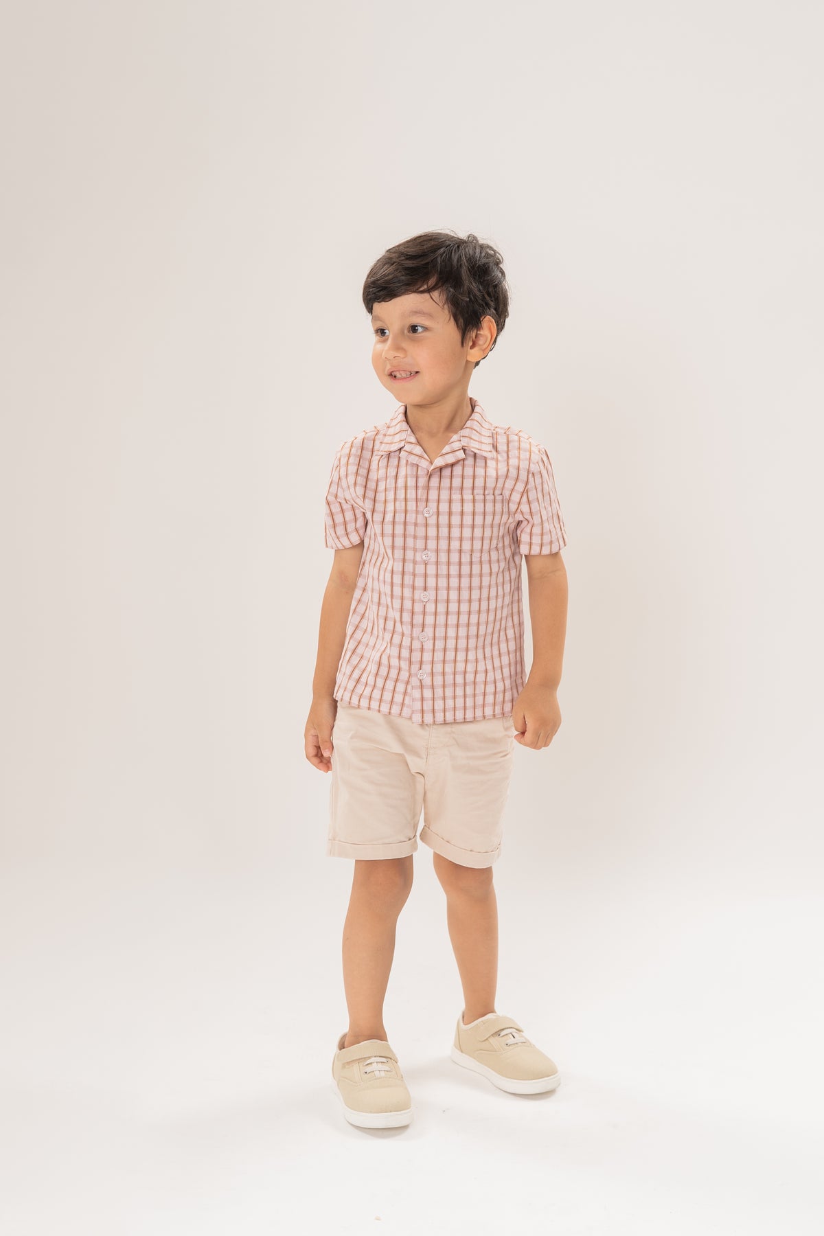 Mini Short Sleeve Pocket Shirt in Rosewood Gingham
