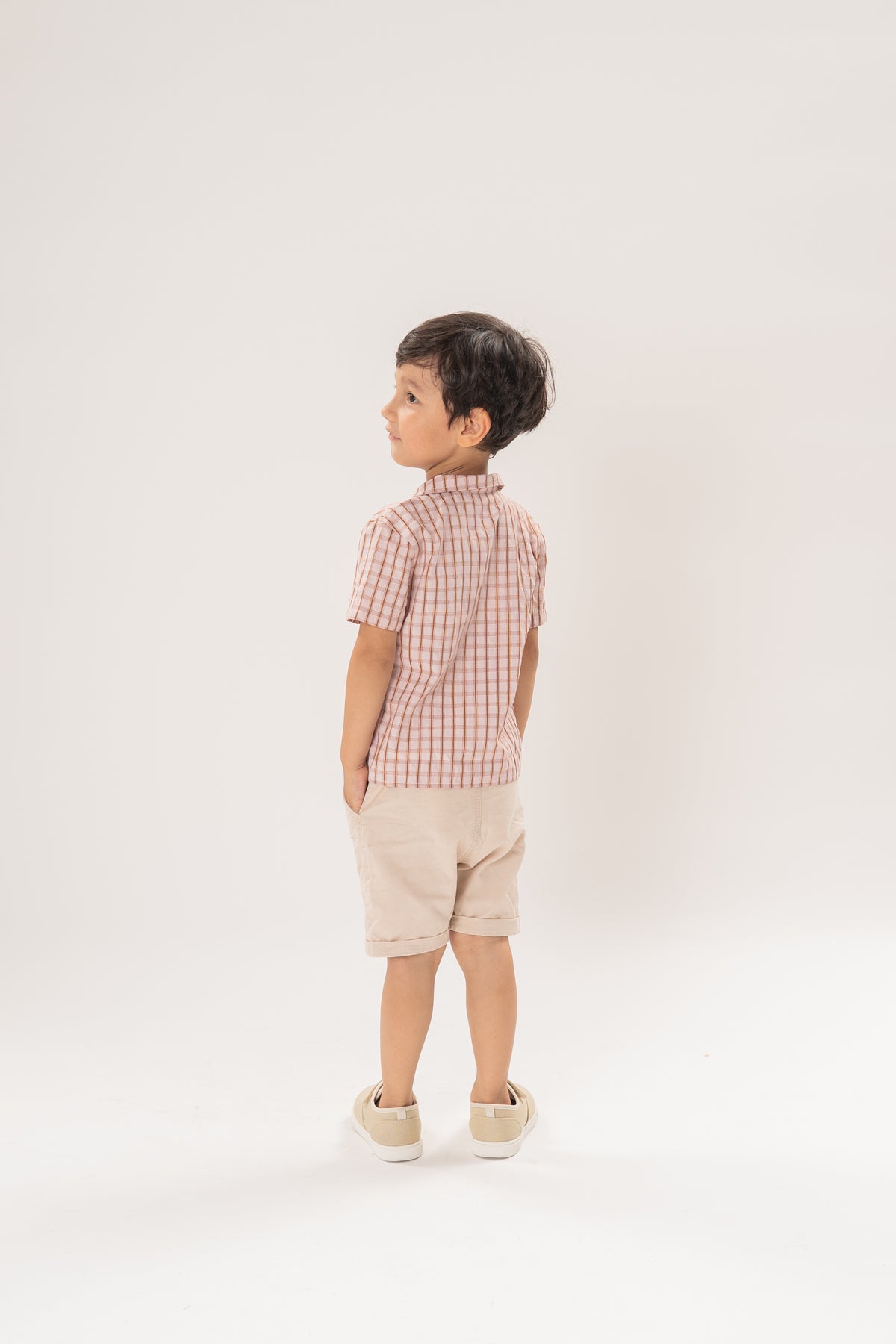 Mini Short Sleeve Pocket Shirt in Rosewood Gingham
