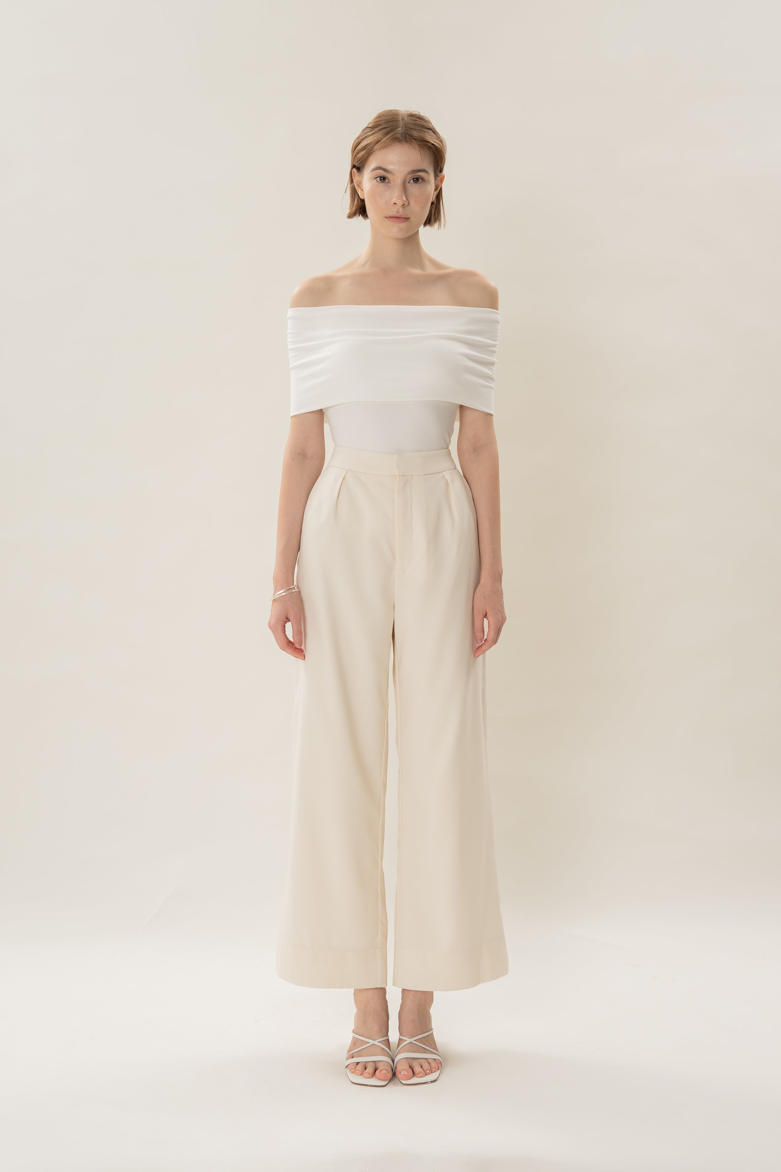 Classic Pleated Trousers in Ivory