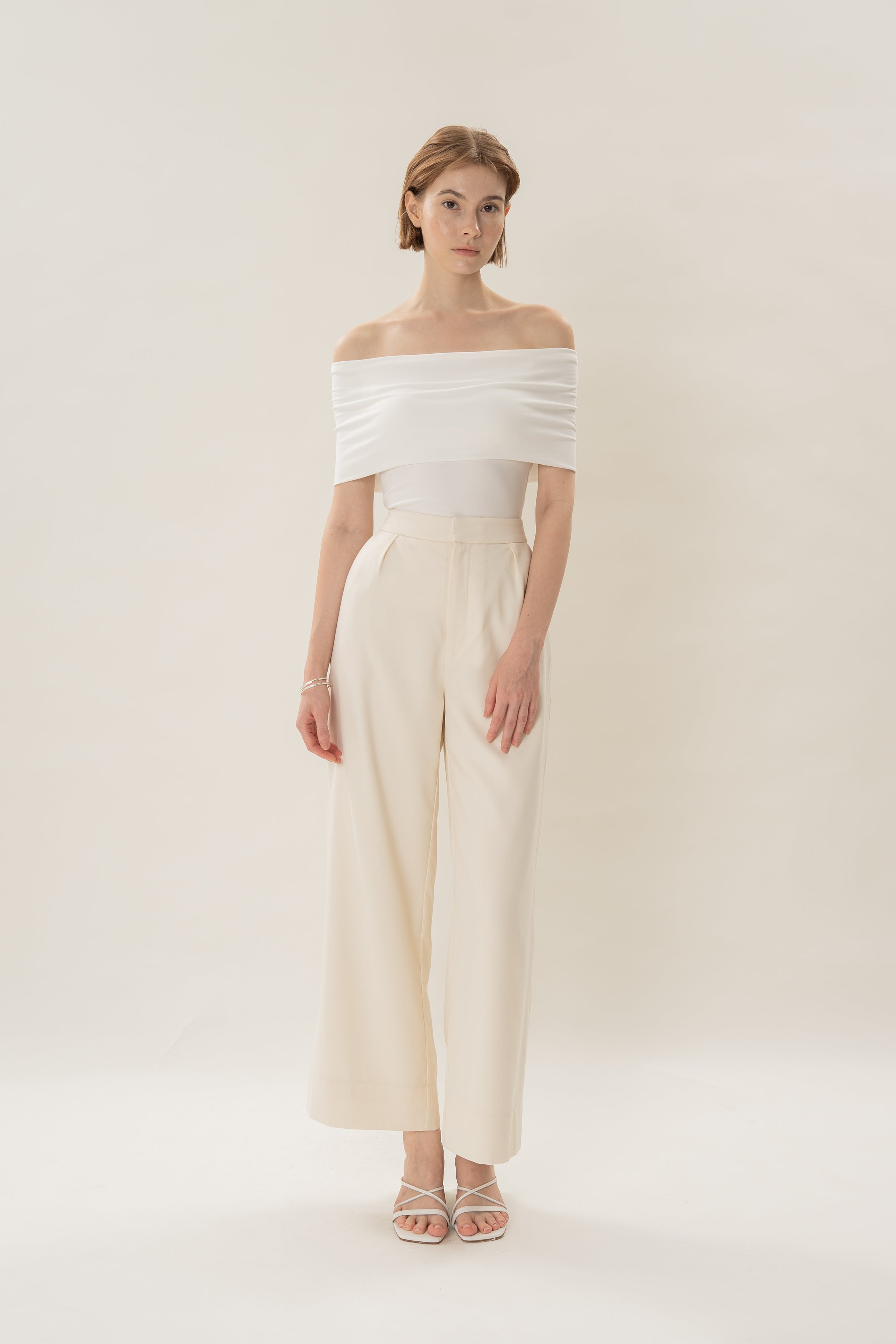 Classic Pleated Trousers in Ivory