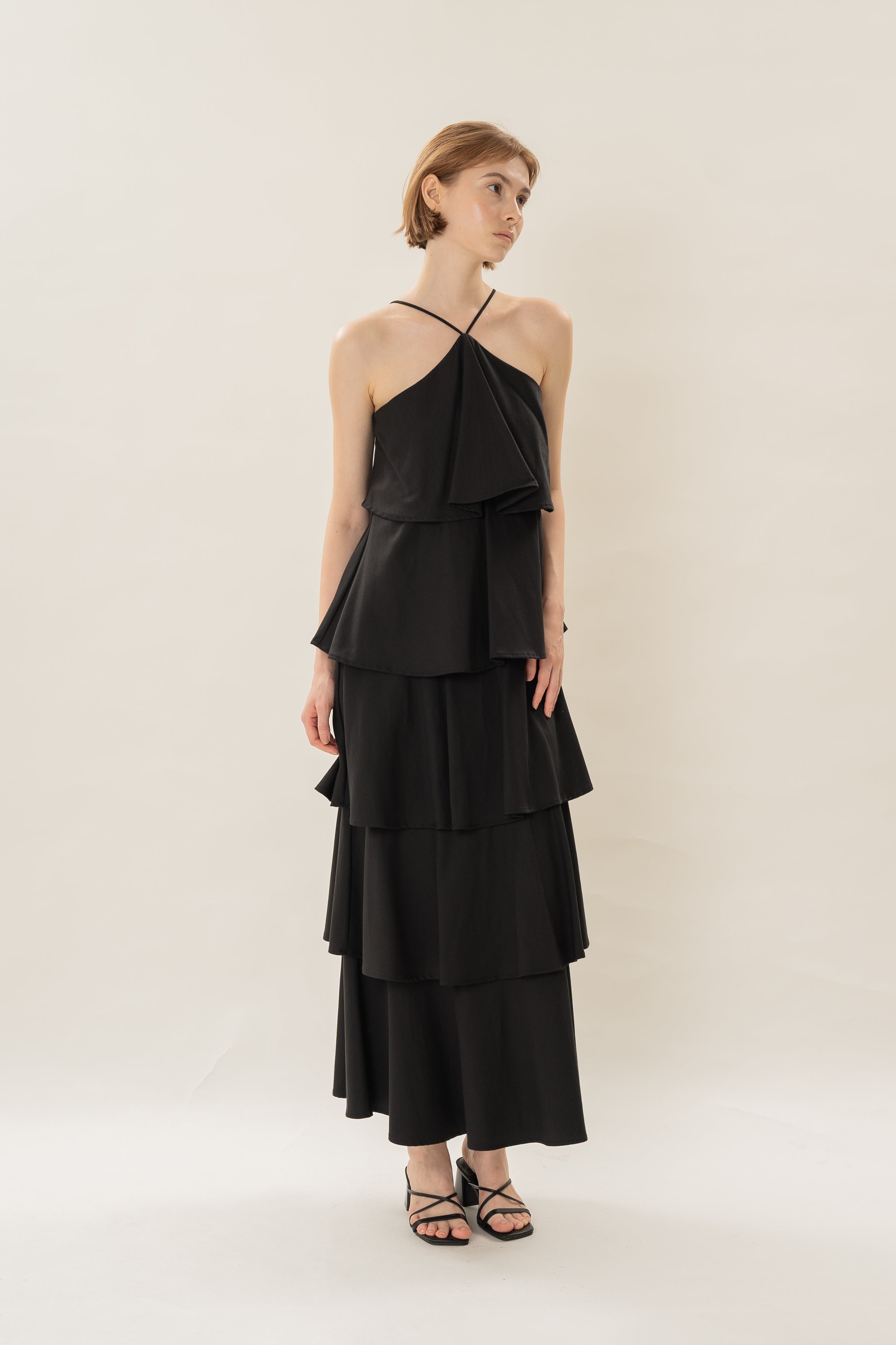 Layered Maxi Dress in Black