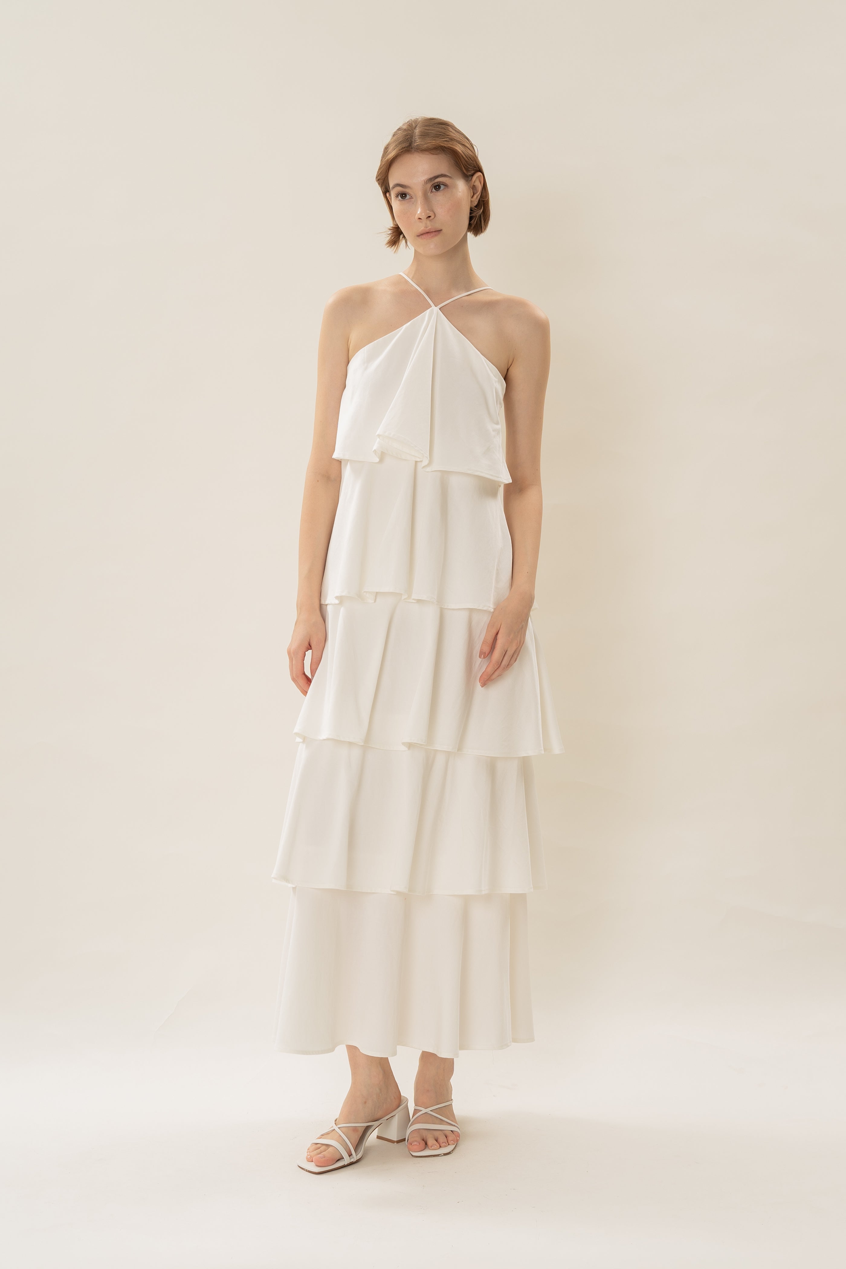 Layered Maxi Dress in White