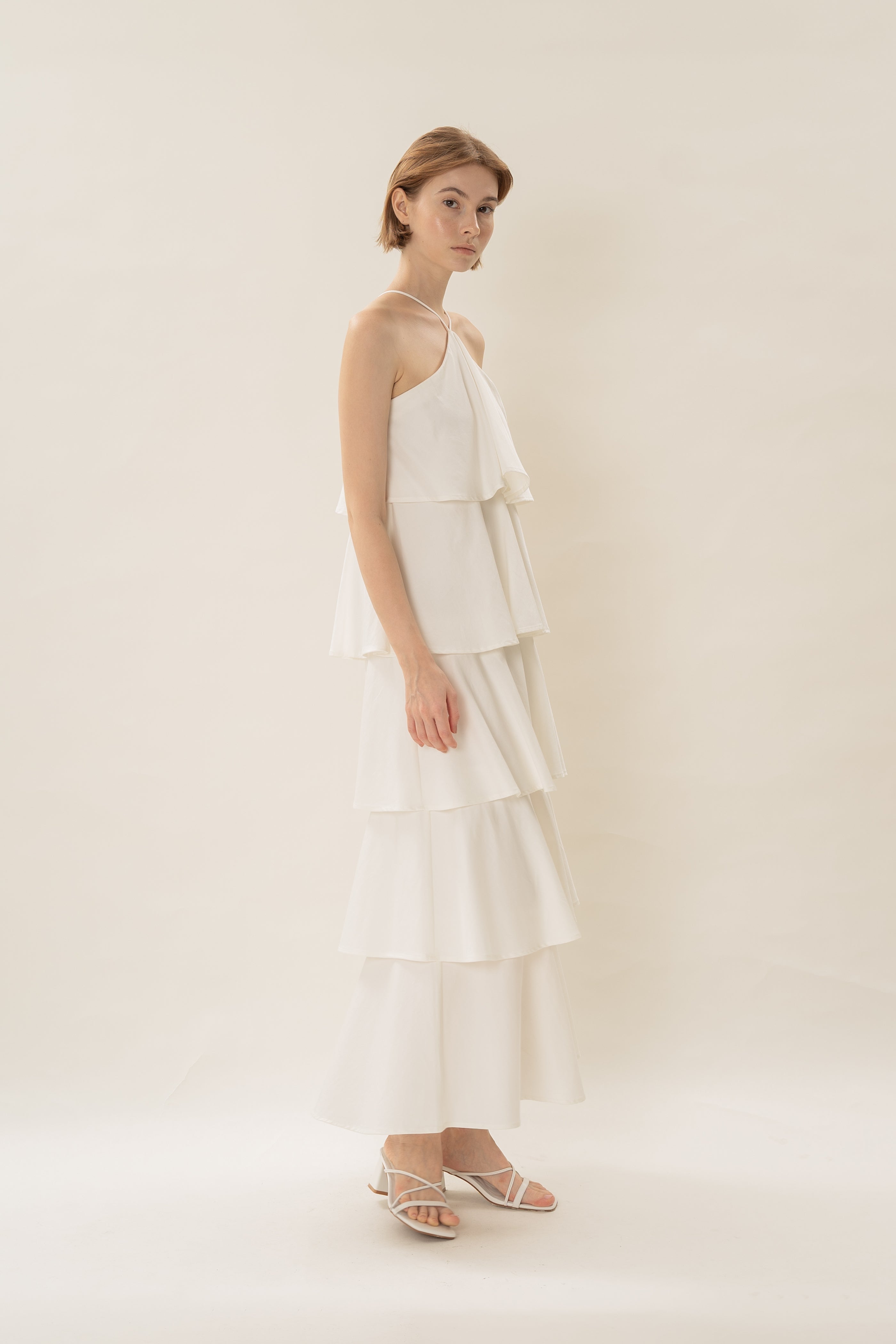 Layered Maxi Dress in White