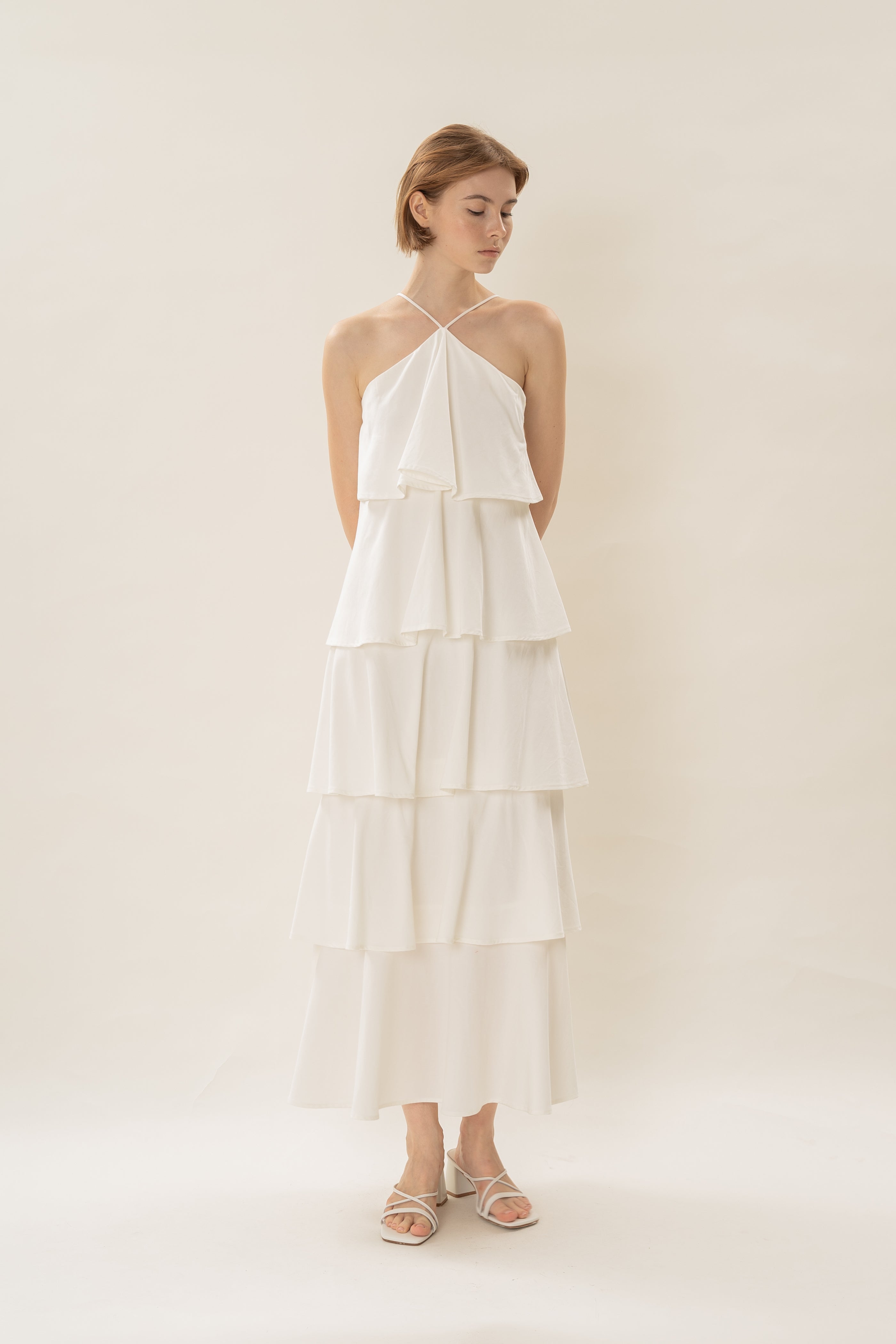 Layered Maxi Dress in White