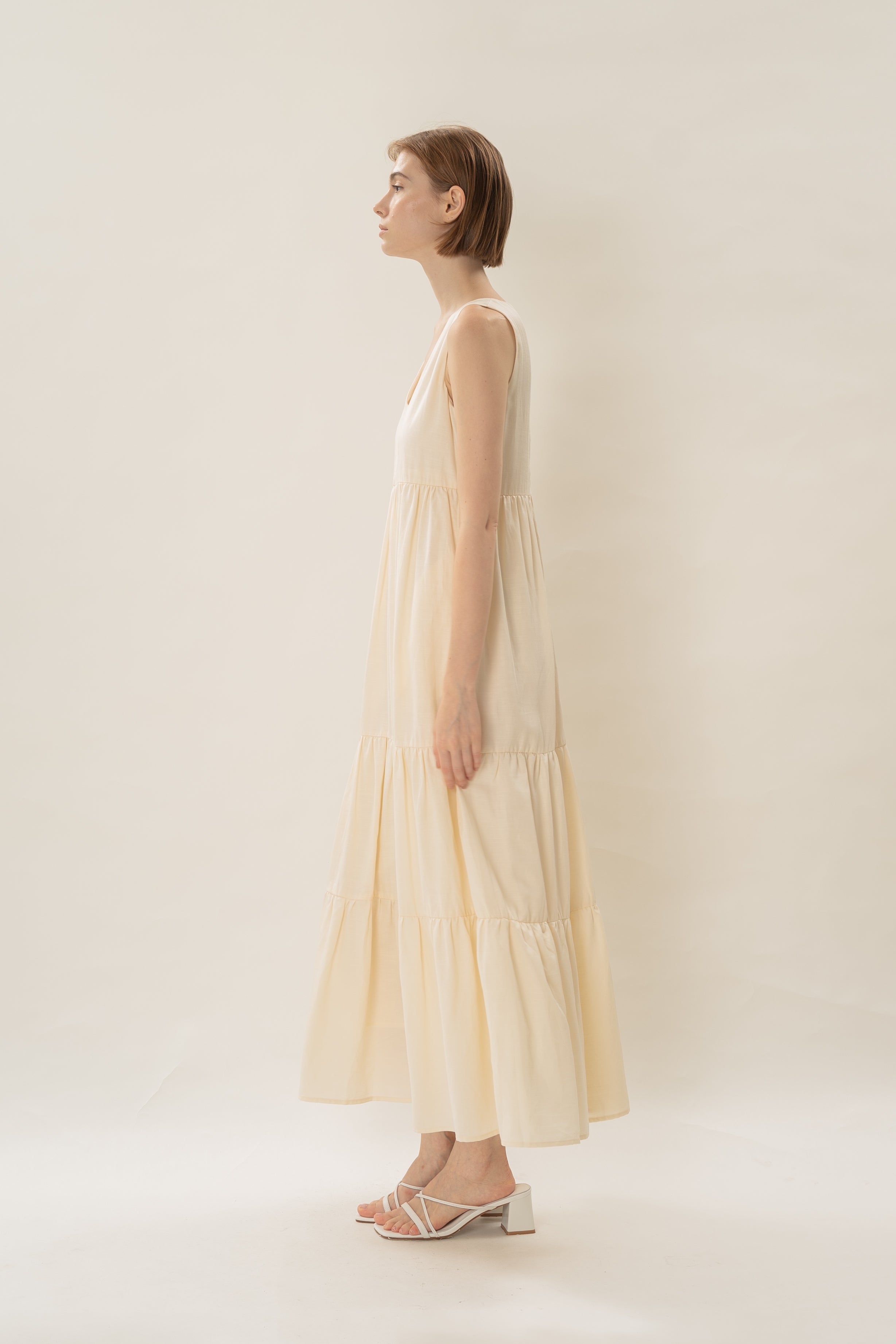 Tiered Maxi Sun Dress in Natural