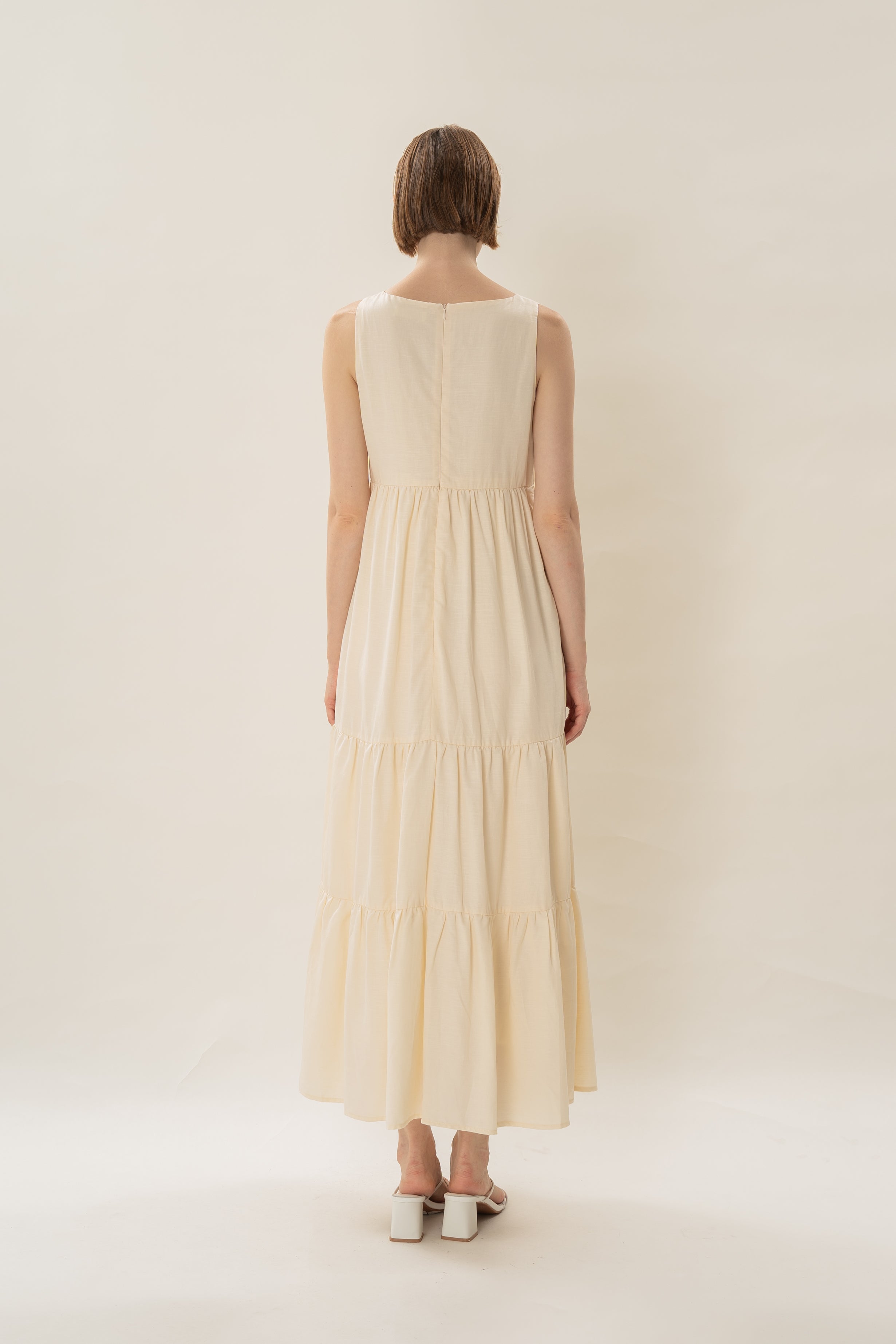 Tiered Maxi Sun Dress in Natural