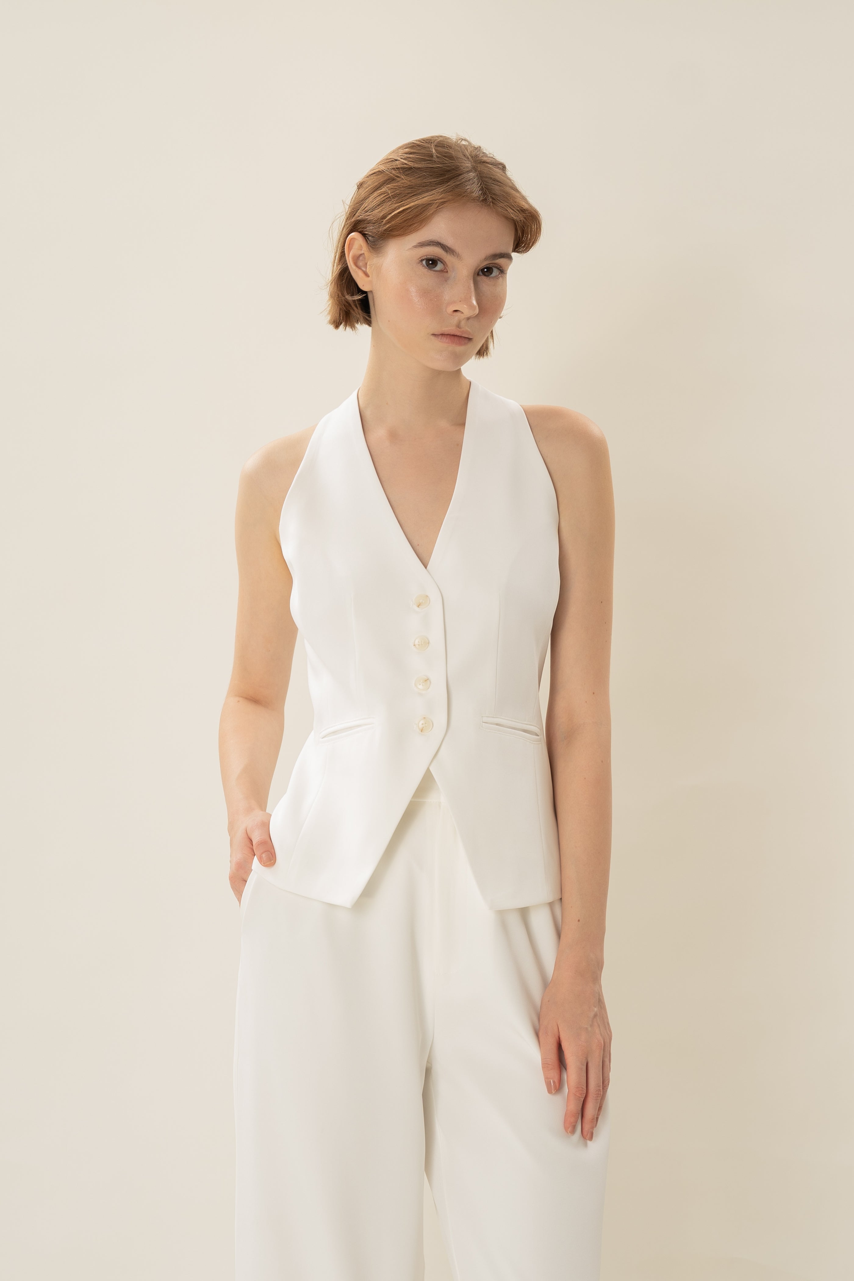 Halter Waistcoat in White