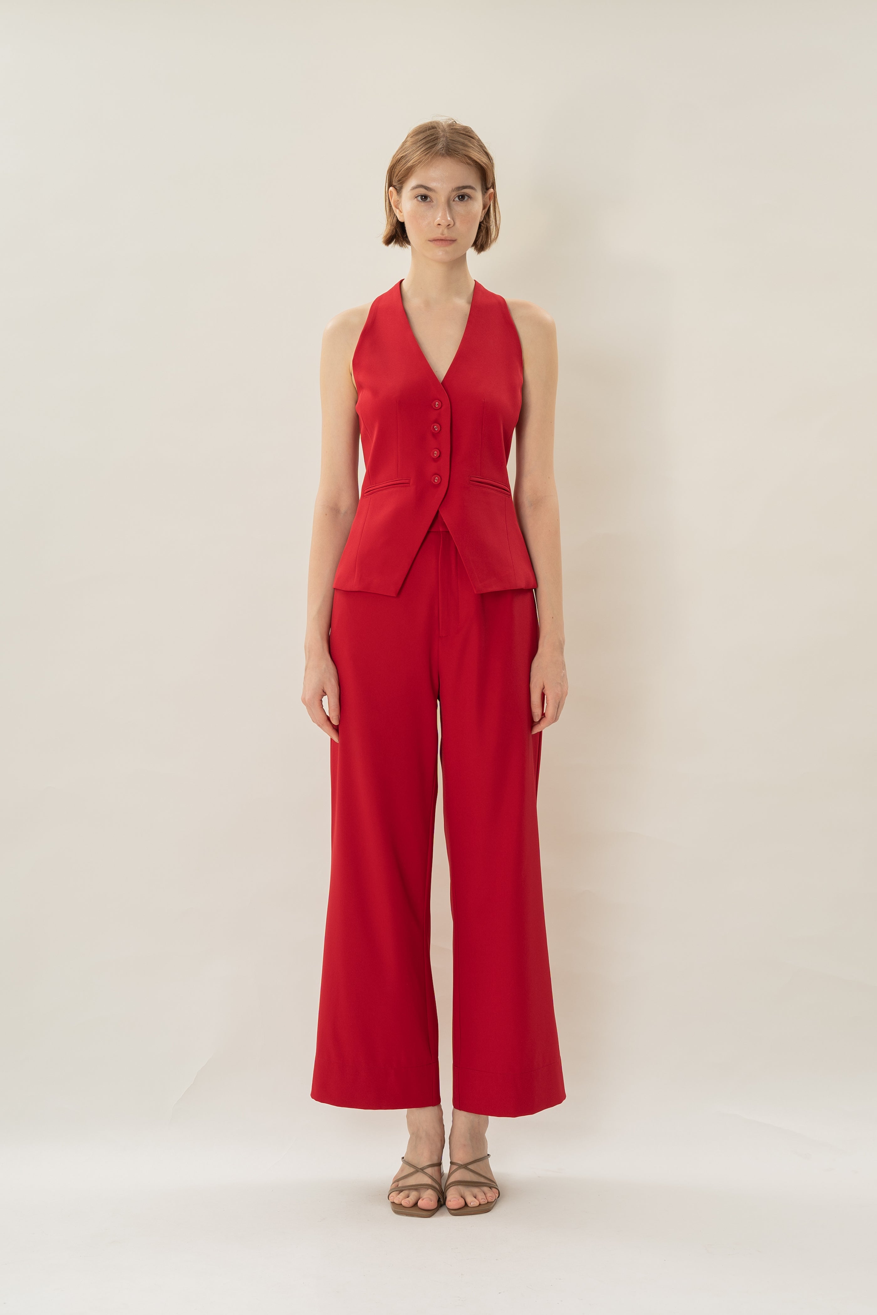 Halter Waistcoat in Red