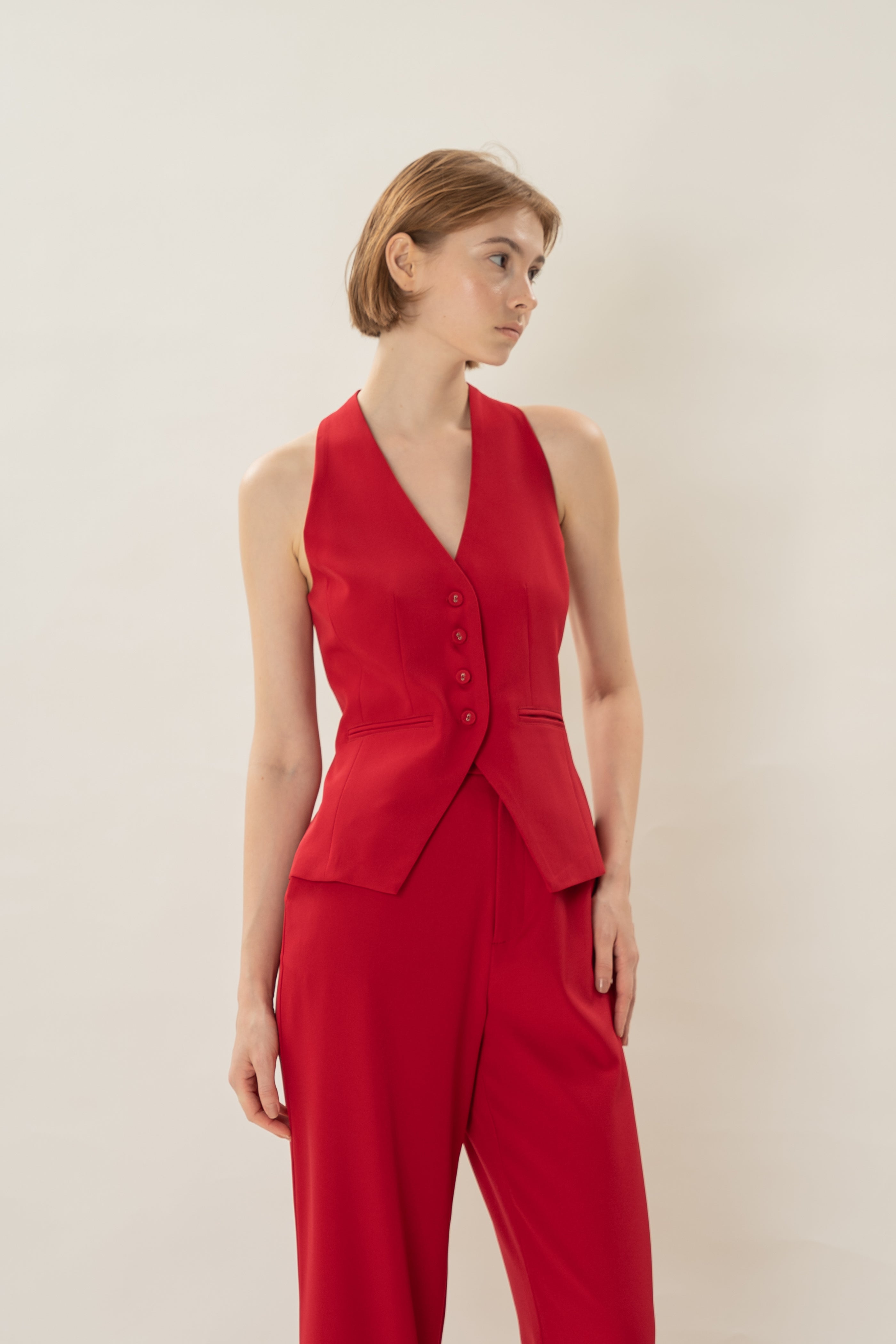 Halter Waistcoat in Red