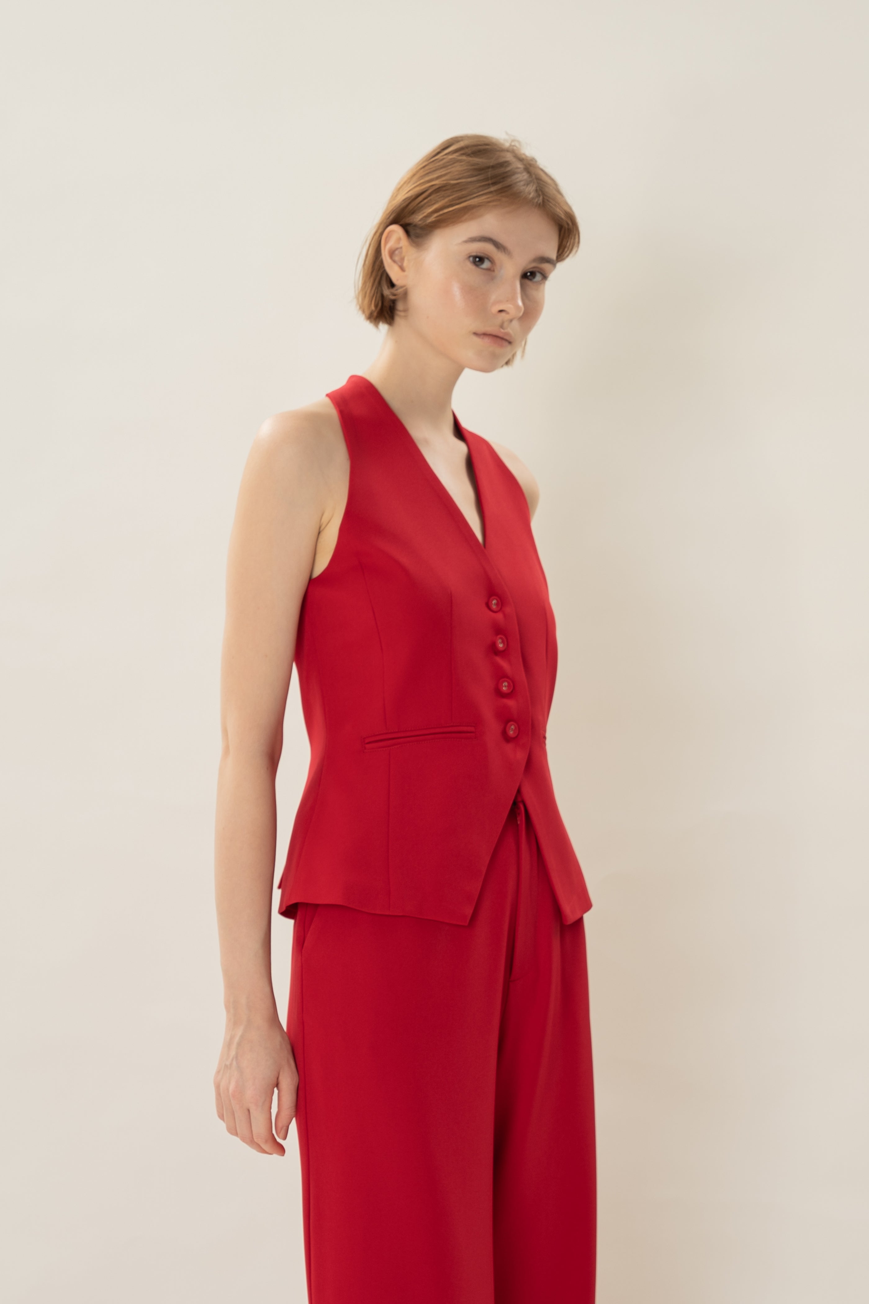 Halter Waistcoat in Red