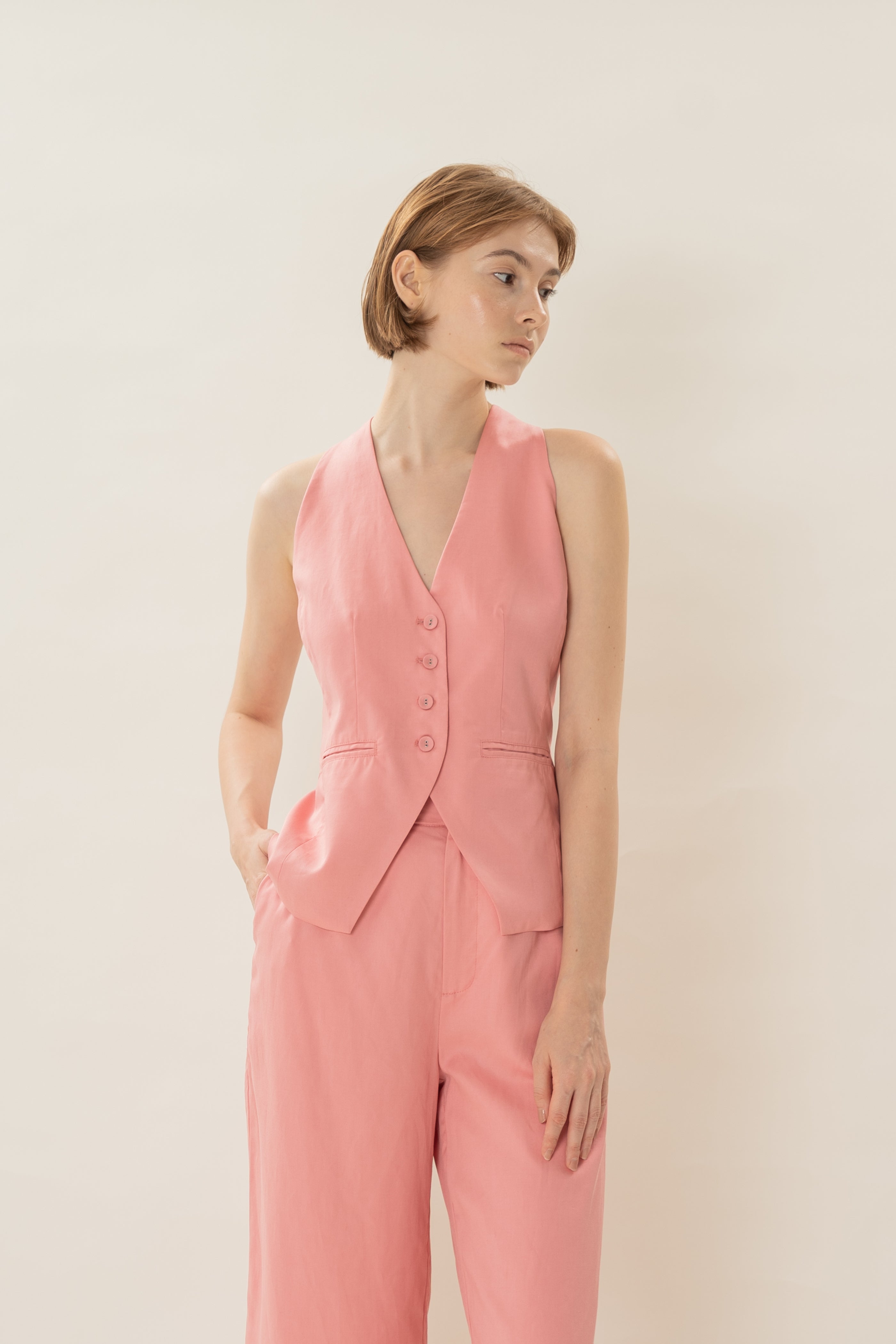 Halter Waistcoat in Pink