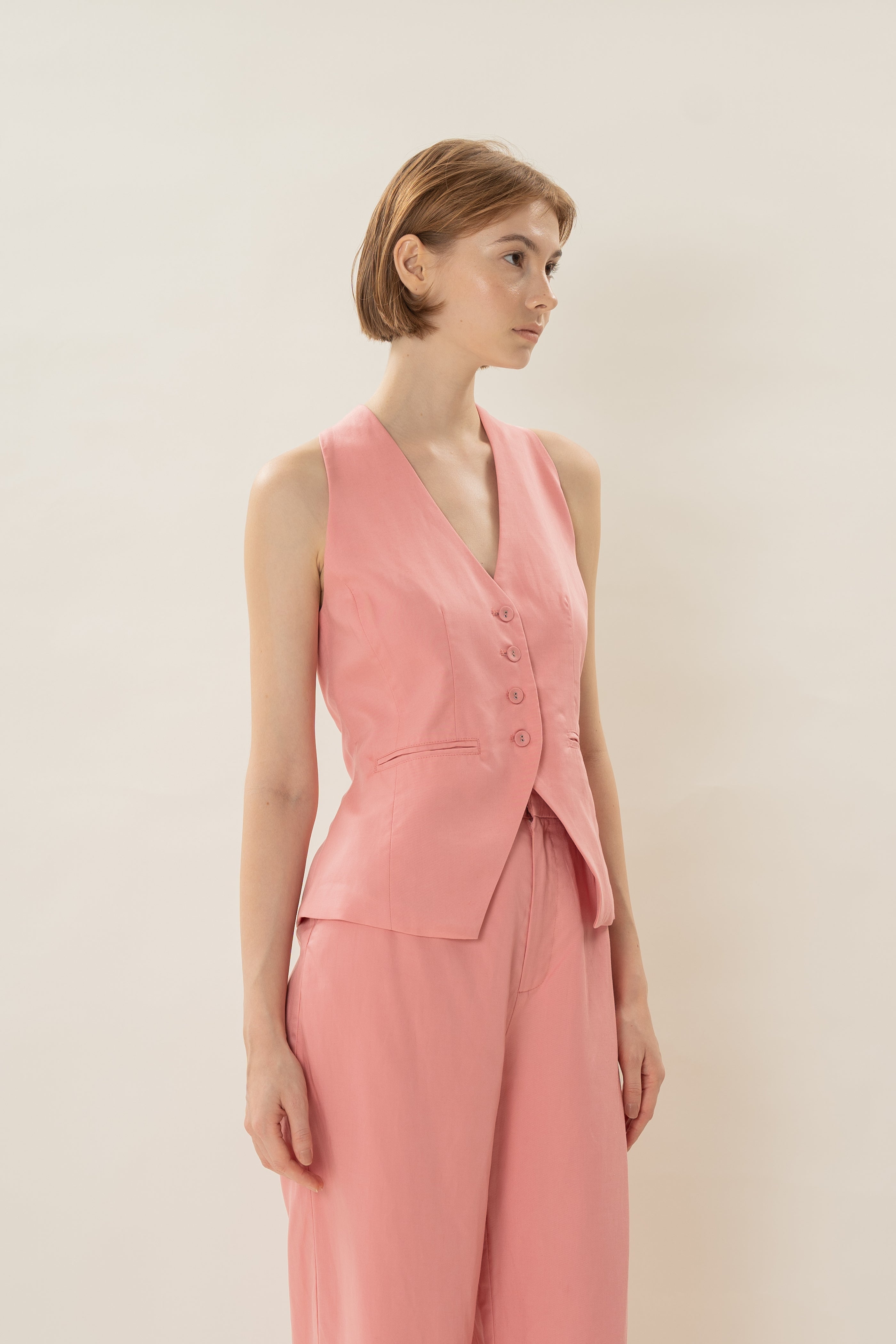Halter Waistcoat in Pink