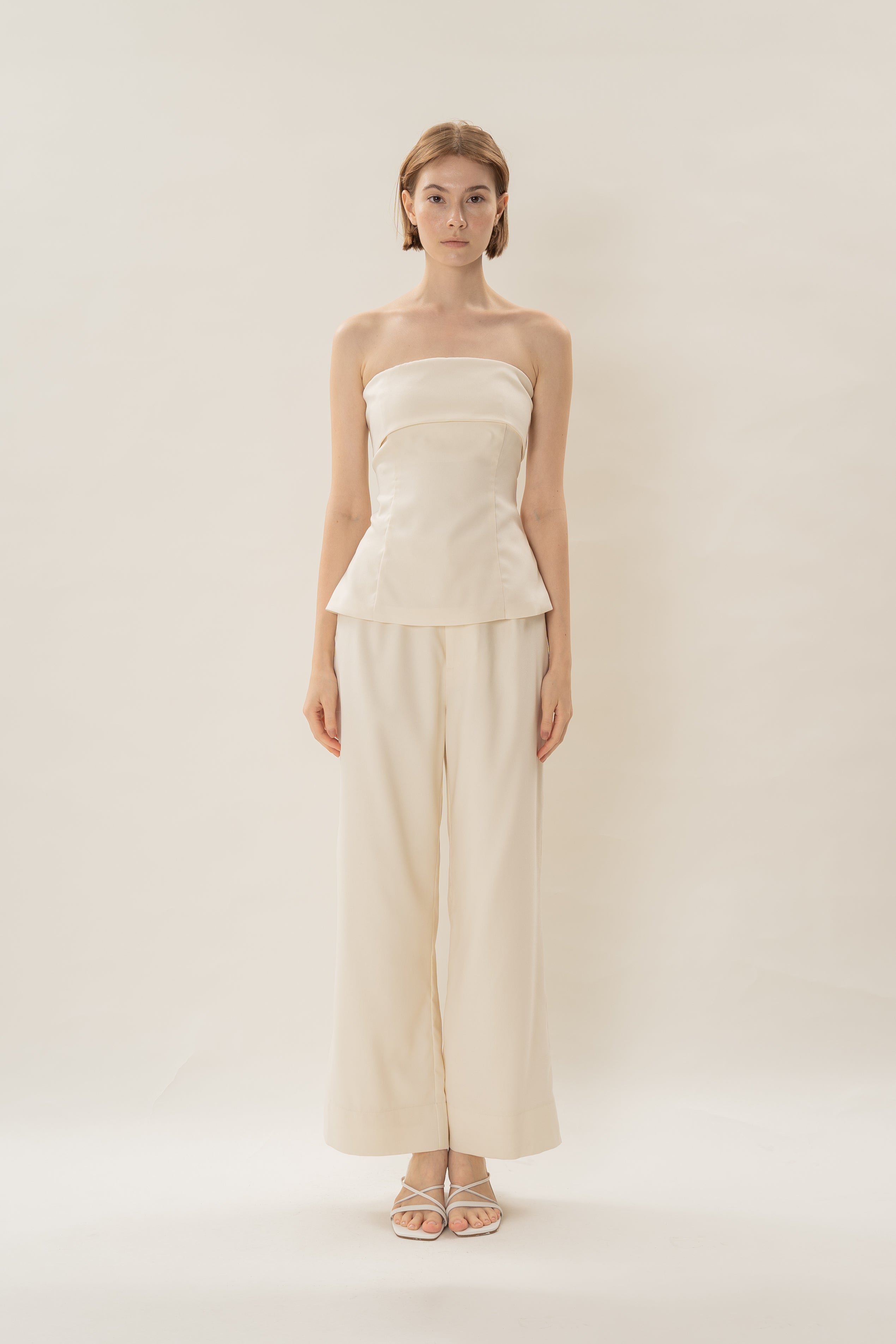 Panelled Bandeau Top in Ivory