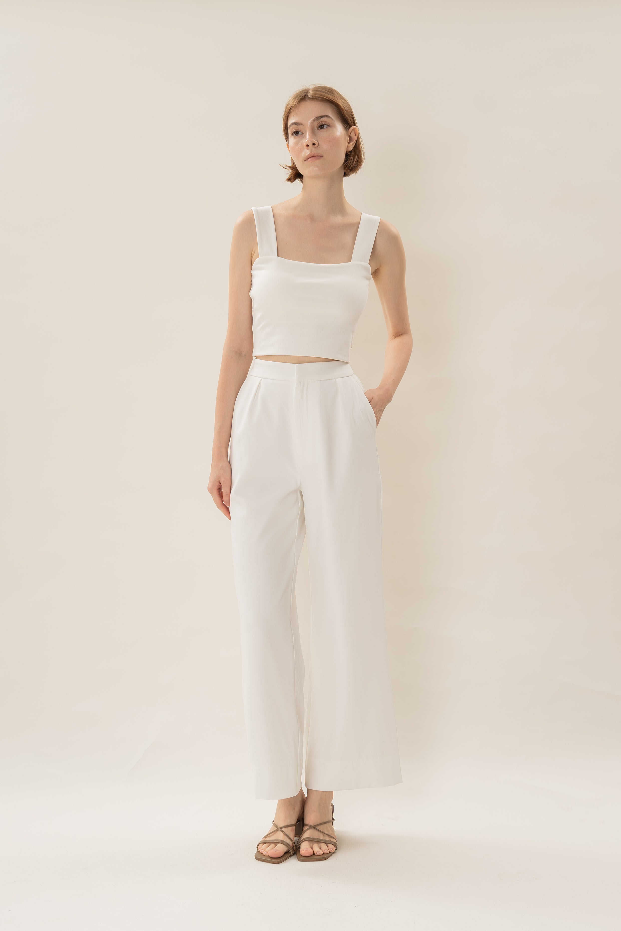 Classic Pleated Trousers in White
