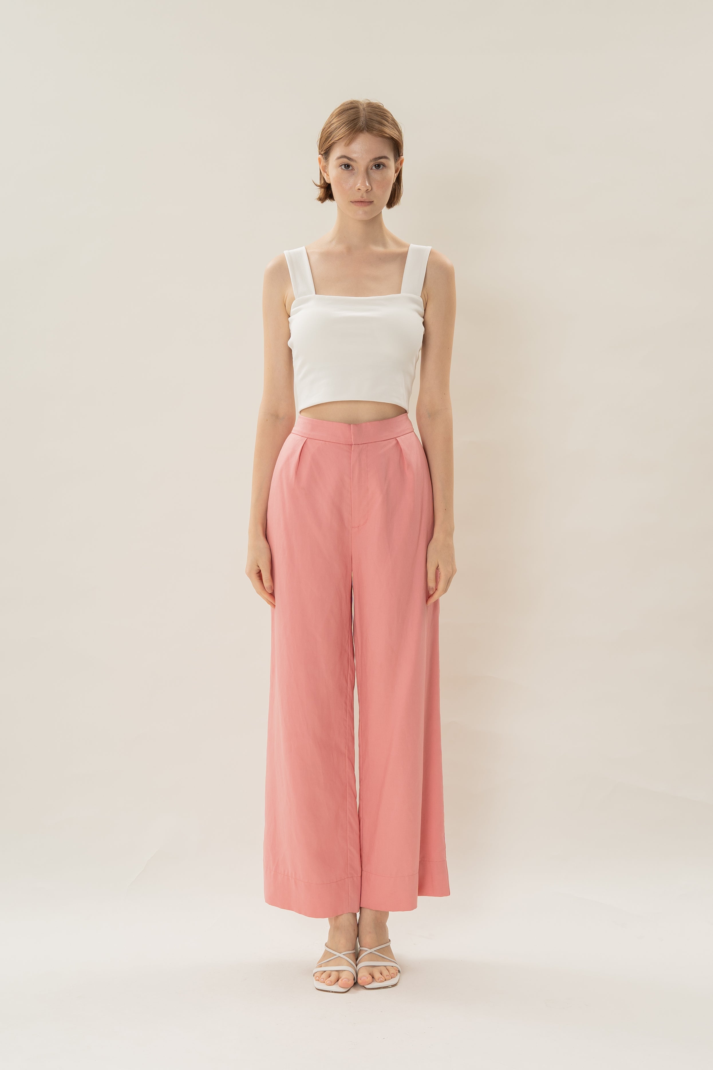 Classic Pleated Trousers in Pink
