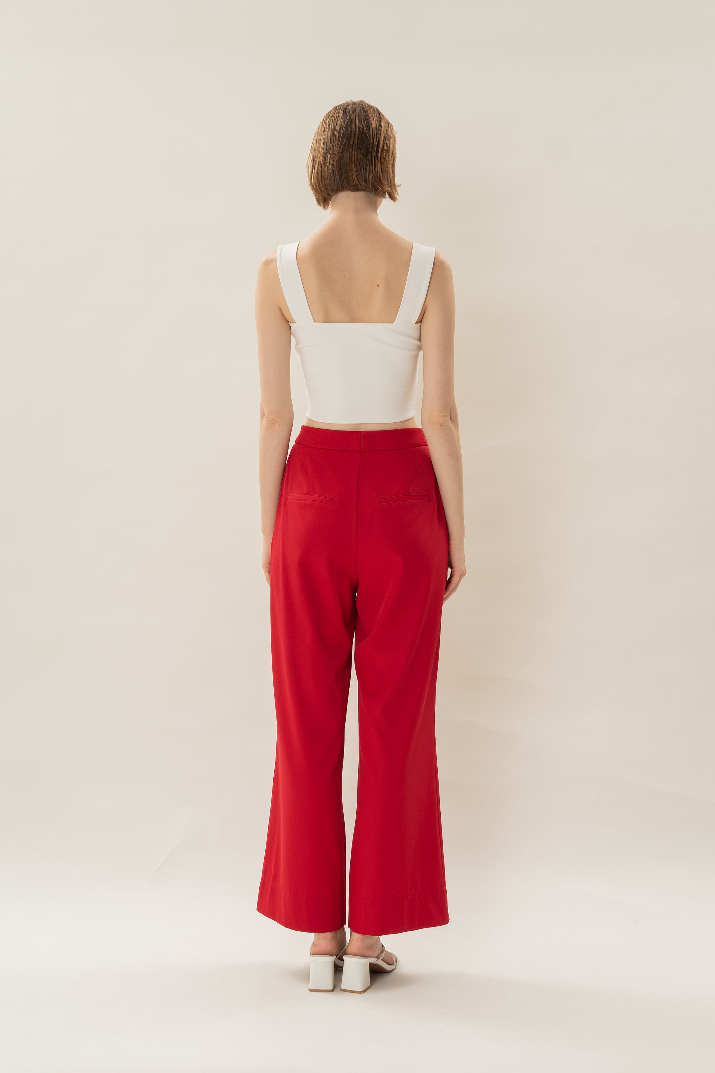 Classic Pleated Trousers in Red
