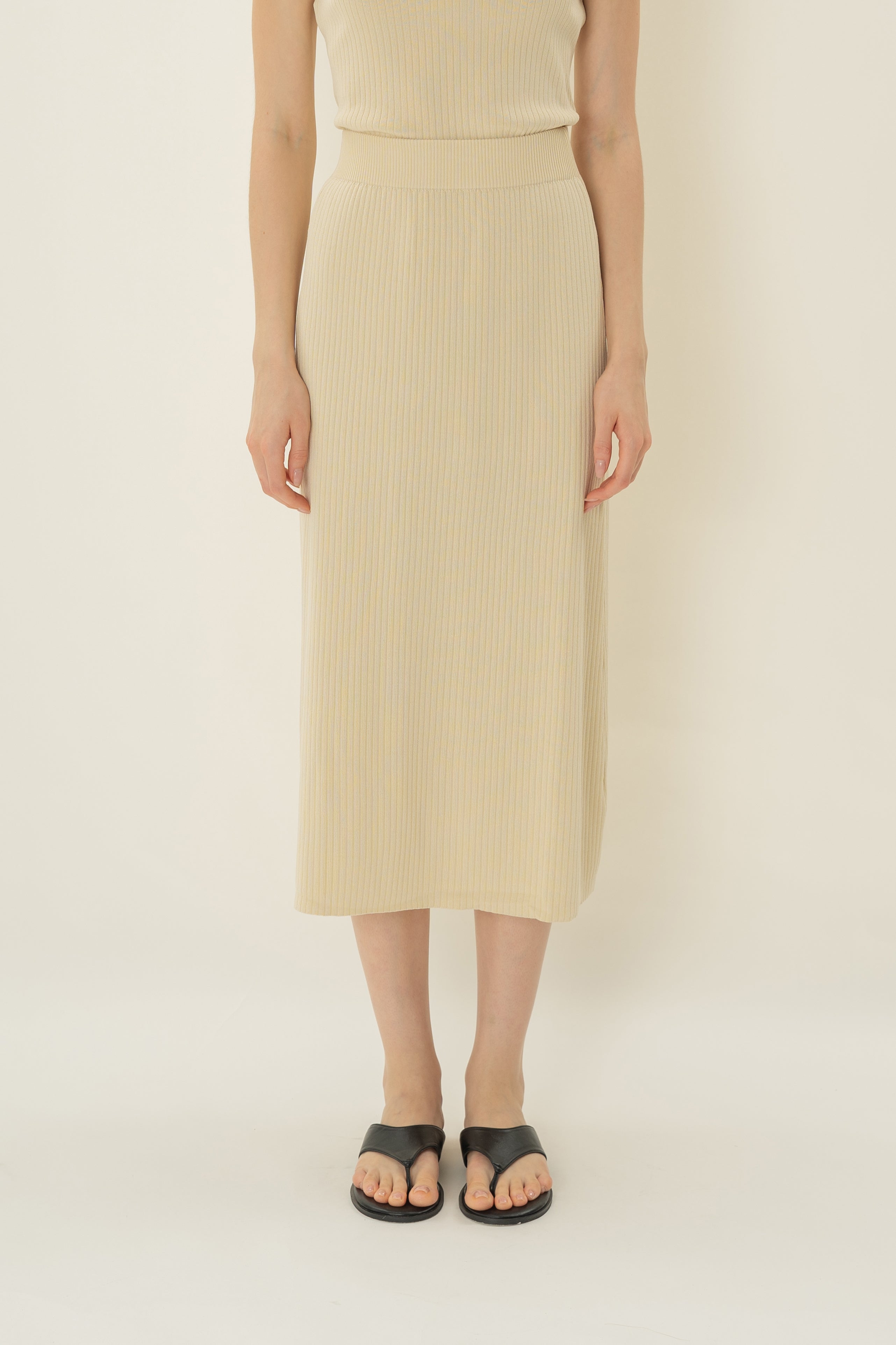 Knitted Straight Skirt in Natural