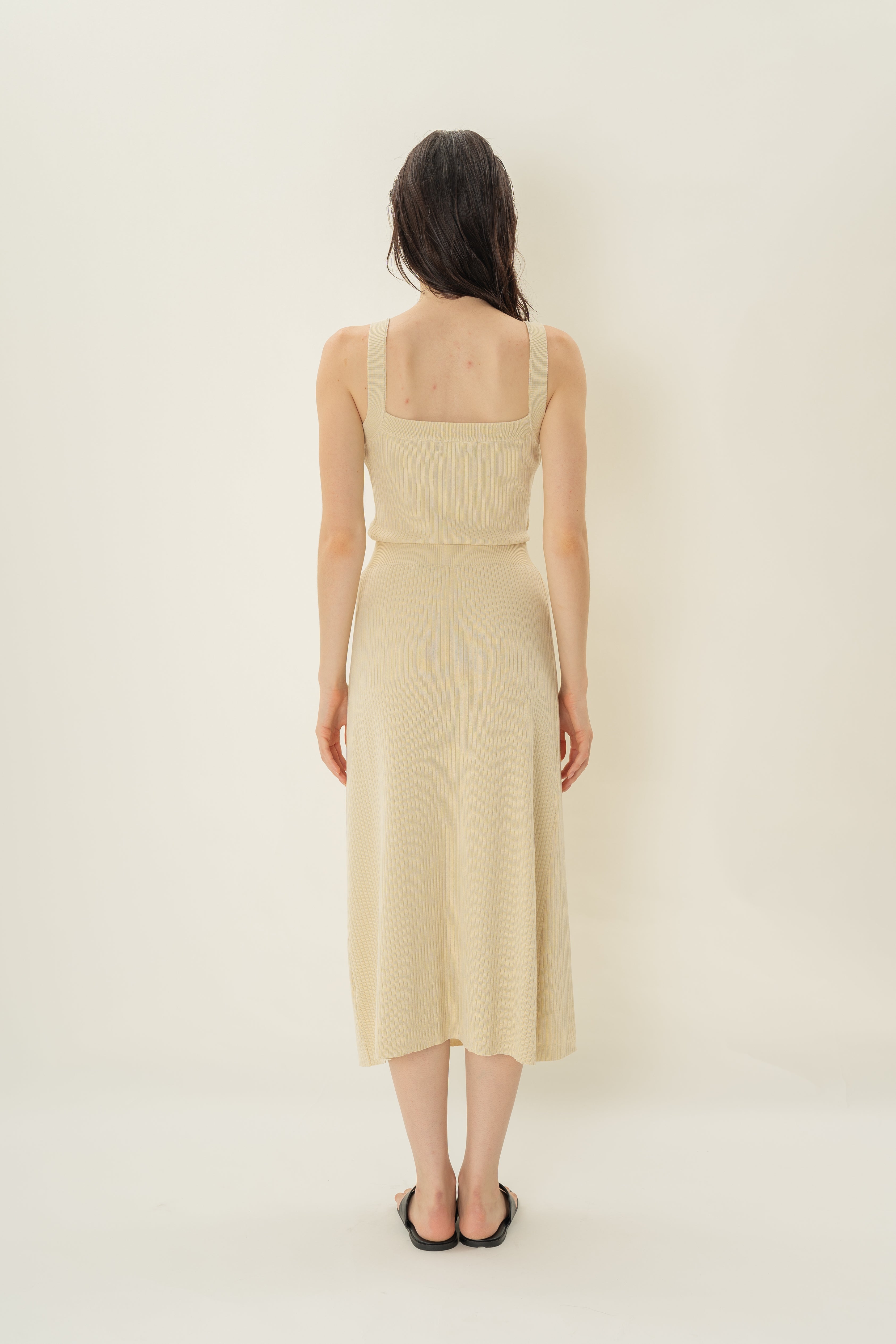 Knitted Straight Skirt in Natural