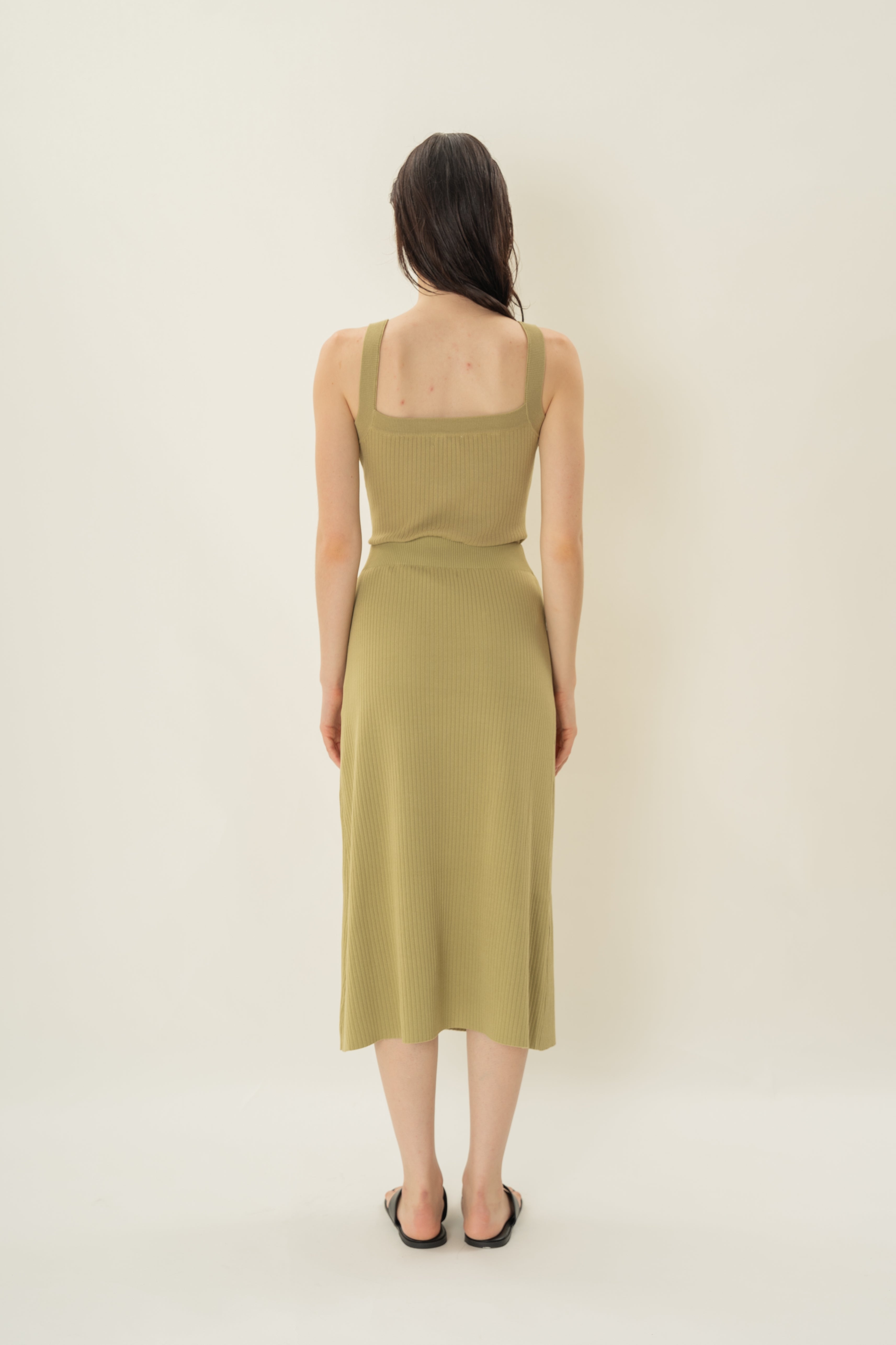 Knitted Straight Skirt in Palm