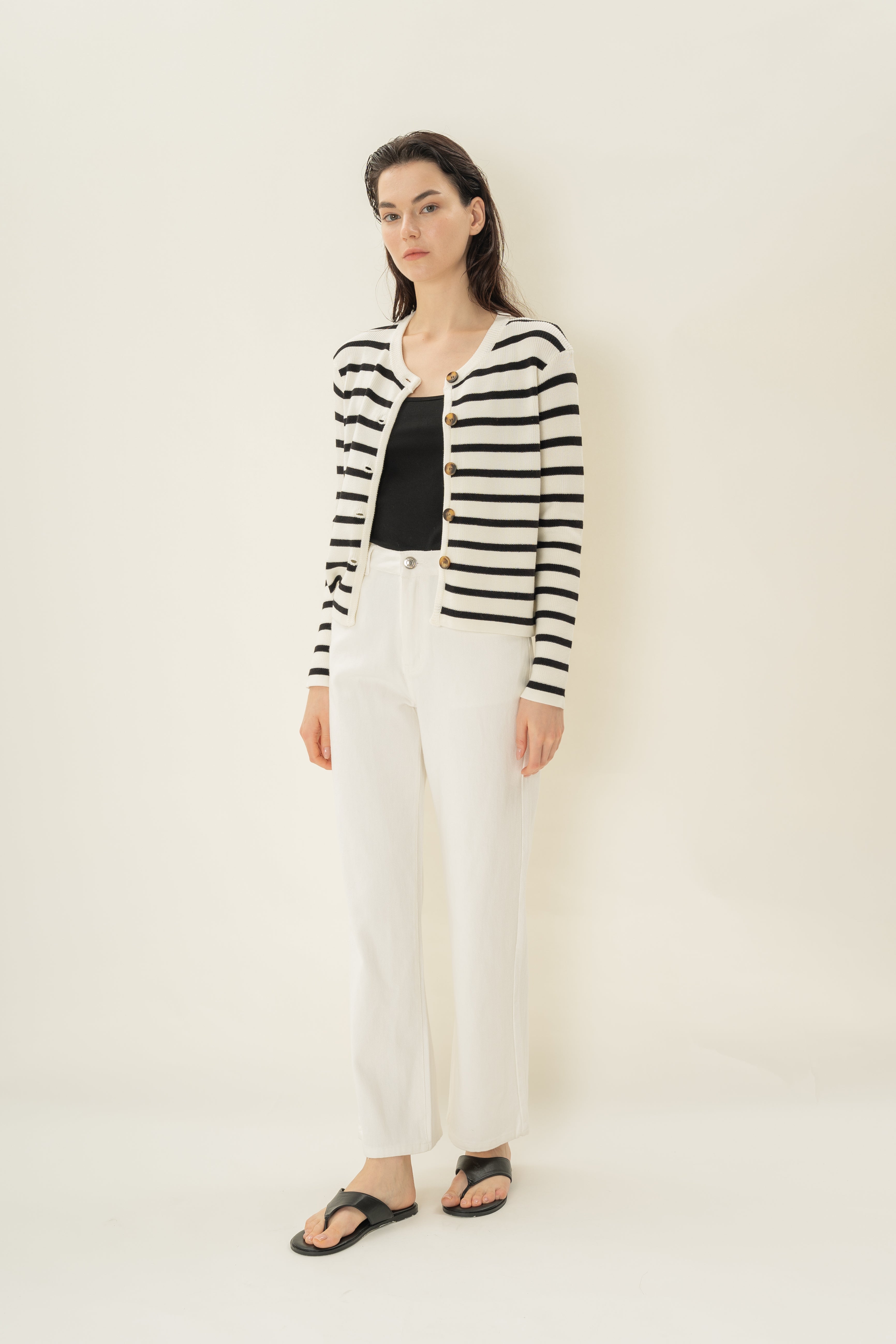 Classic Knitted Cardigan in Stripe