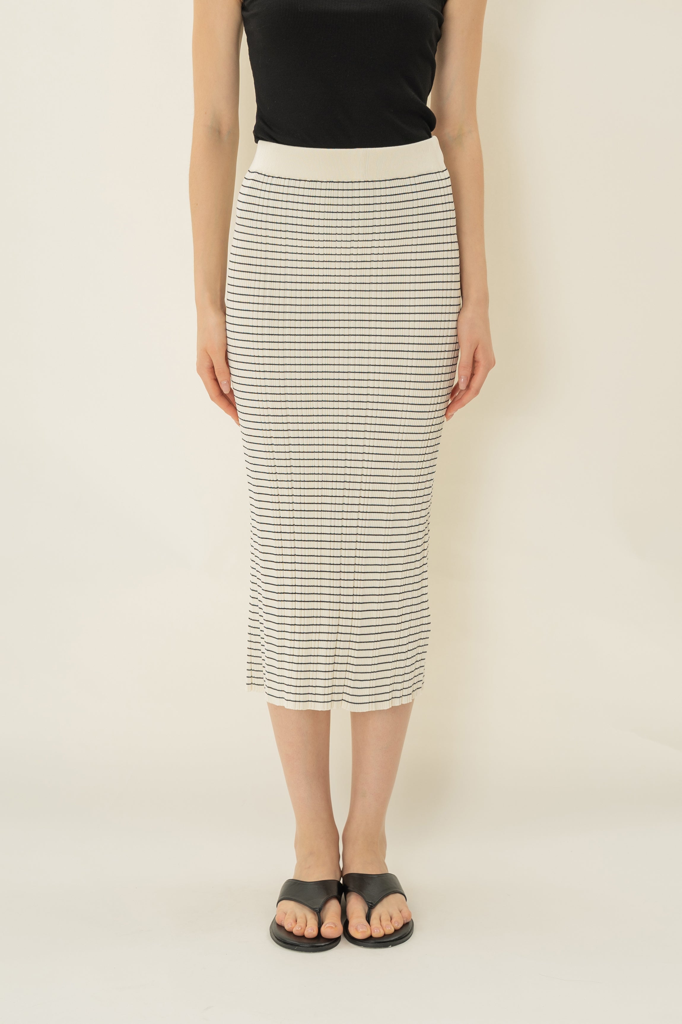 Column Knit Skirt in Stripe