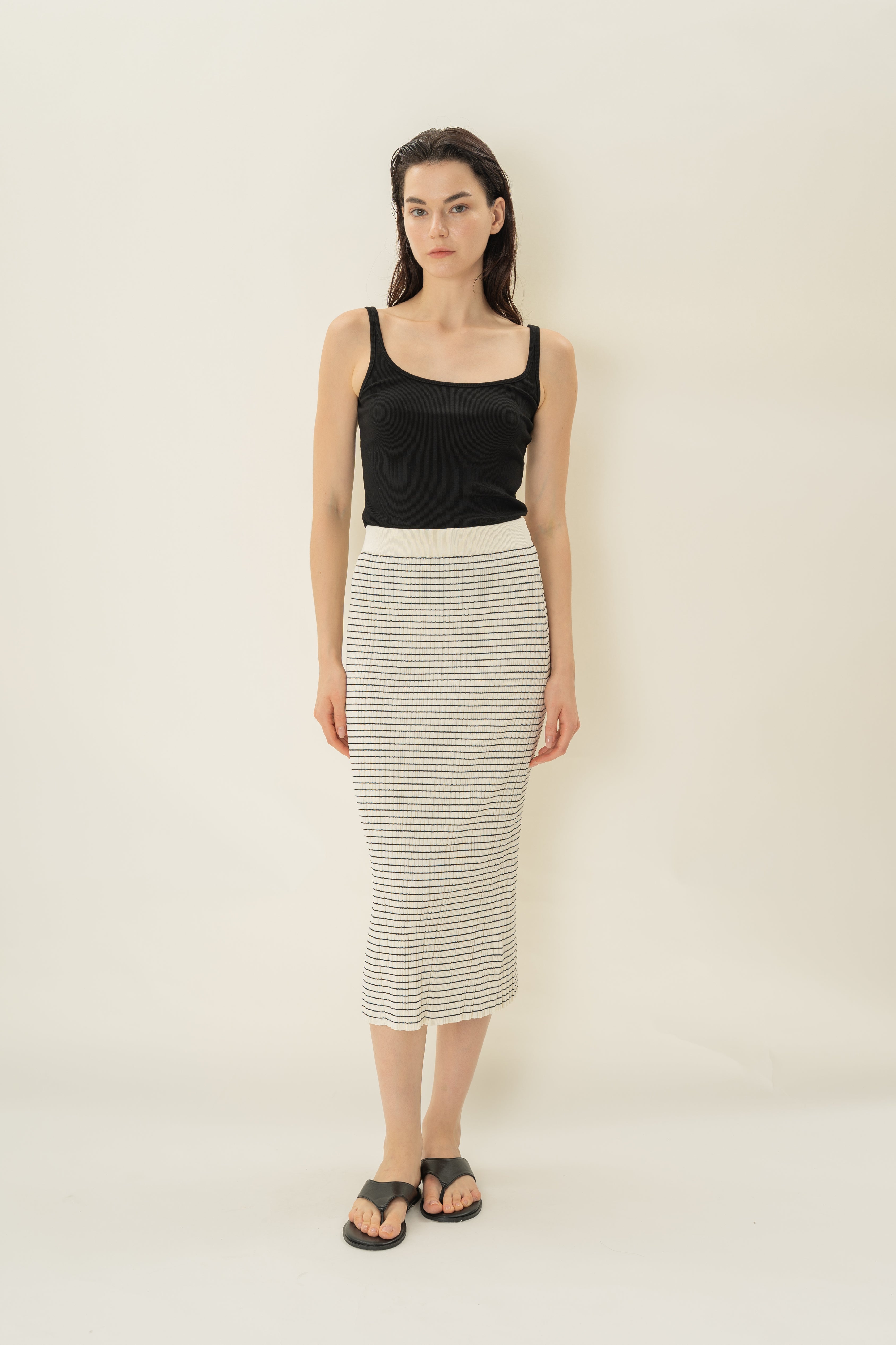 Column Knit Skirt in Stripe