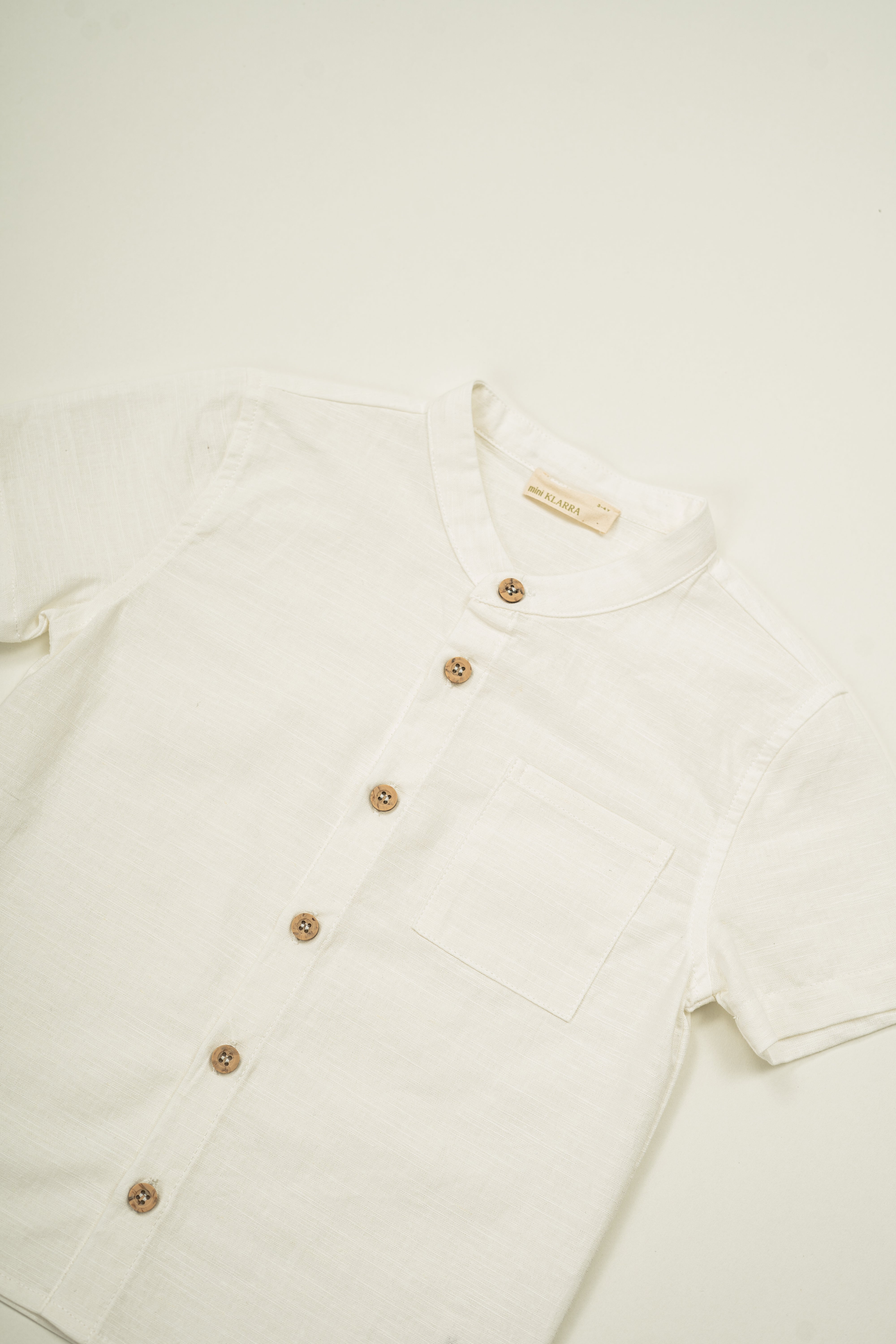 Mini Mandarin Collar Shirt in White