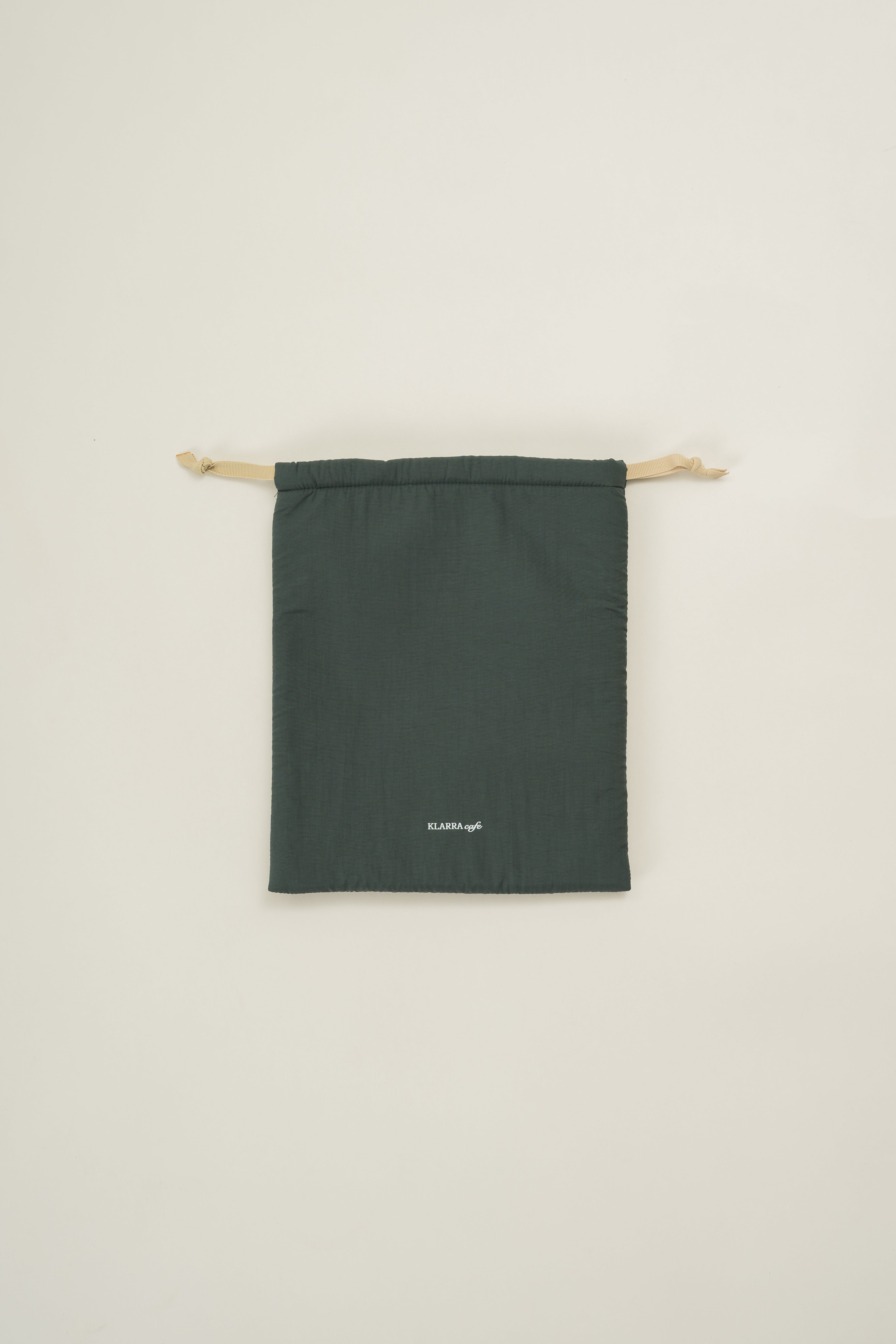 Padded Nylon Drawstring Pouch in Pine Grove