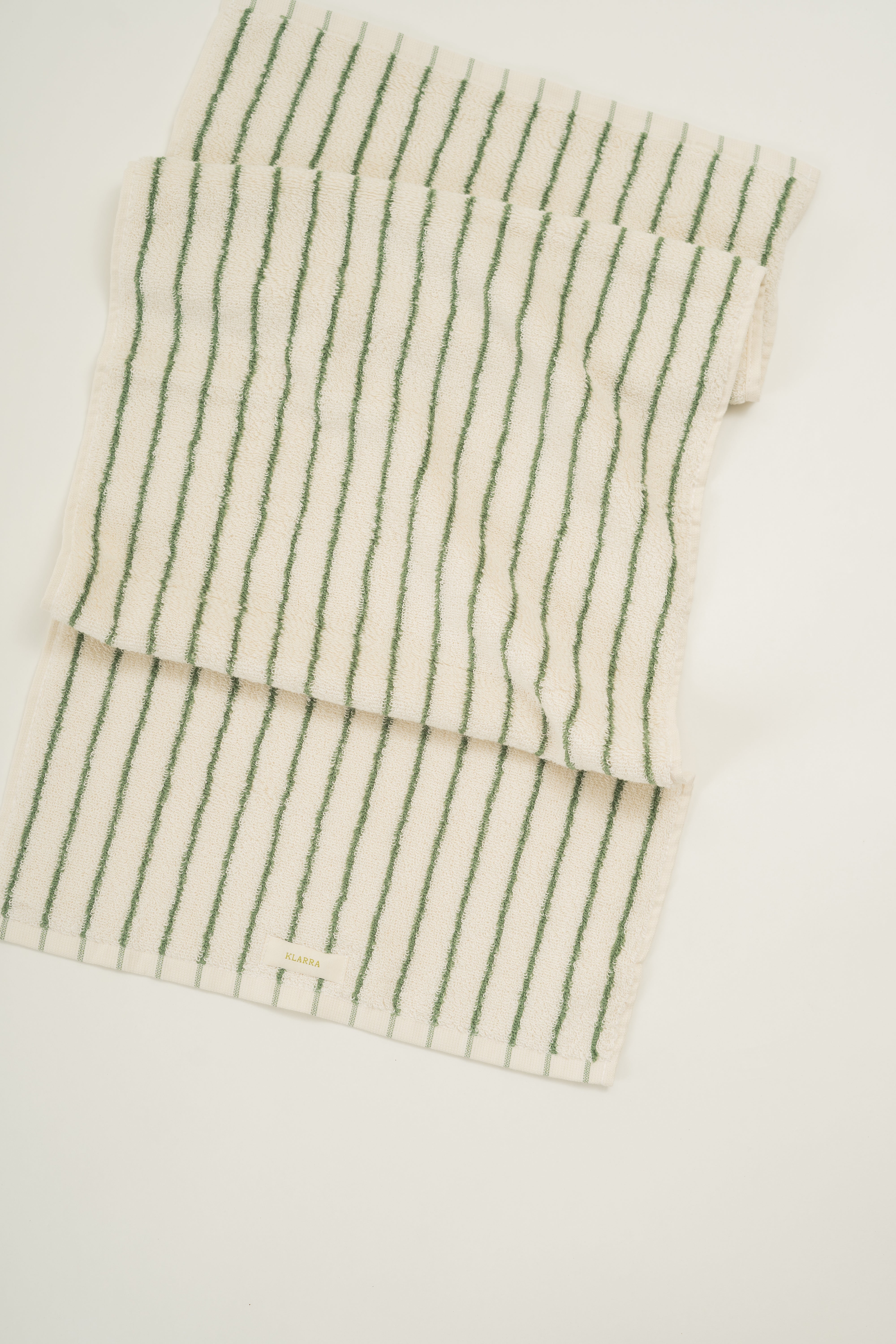 Hand Towel In Green Stripes