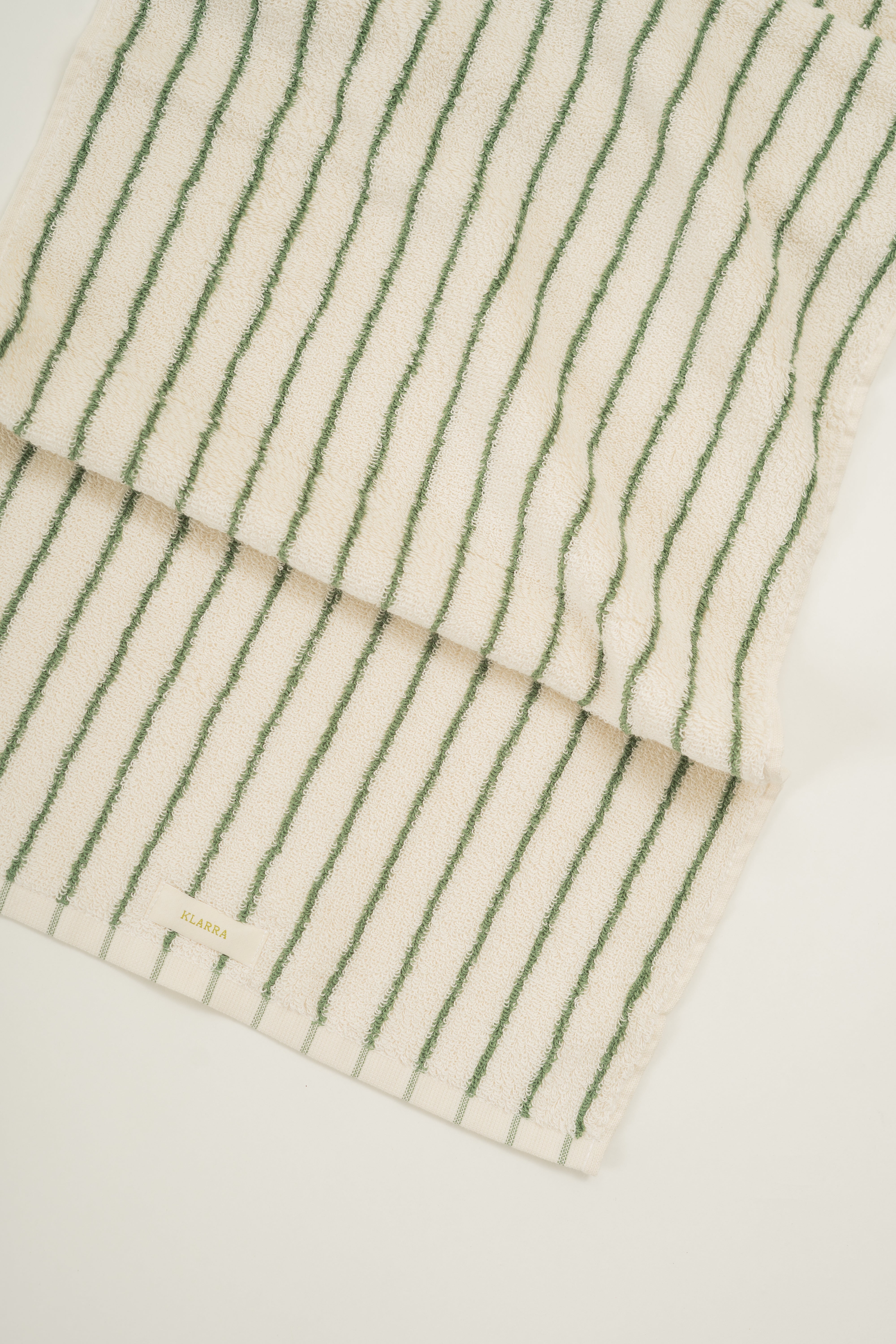 Hand Towel In Green Stripes