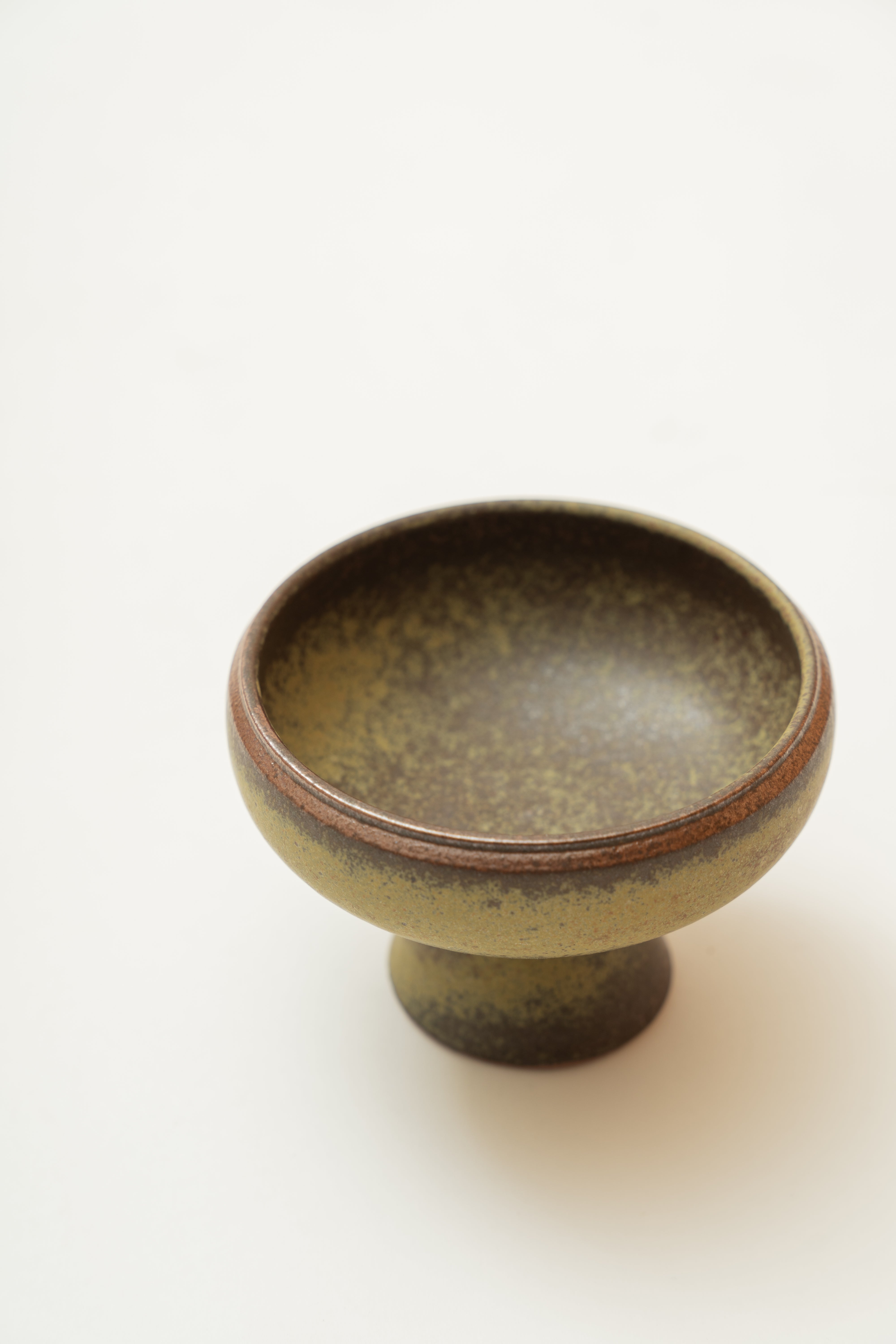 Earthenware Pedestal Bowl in Dark Elmwood