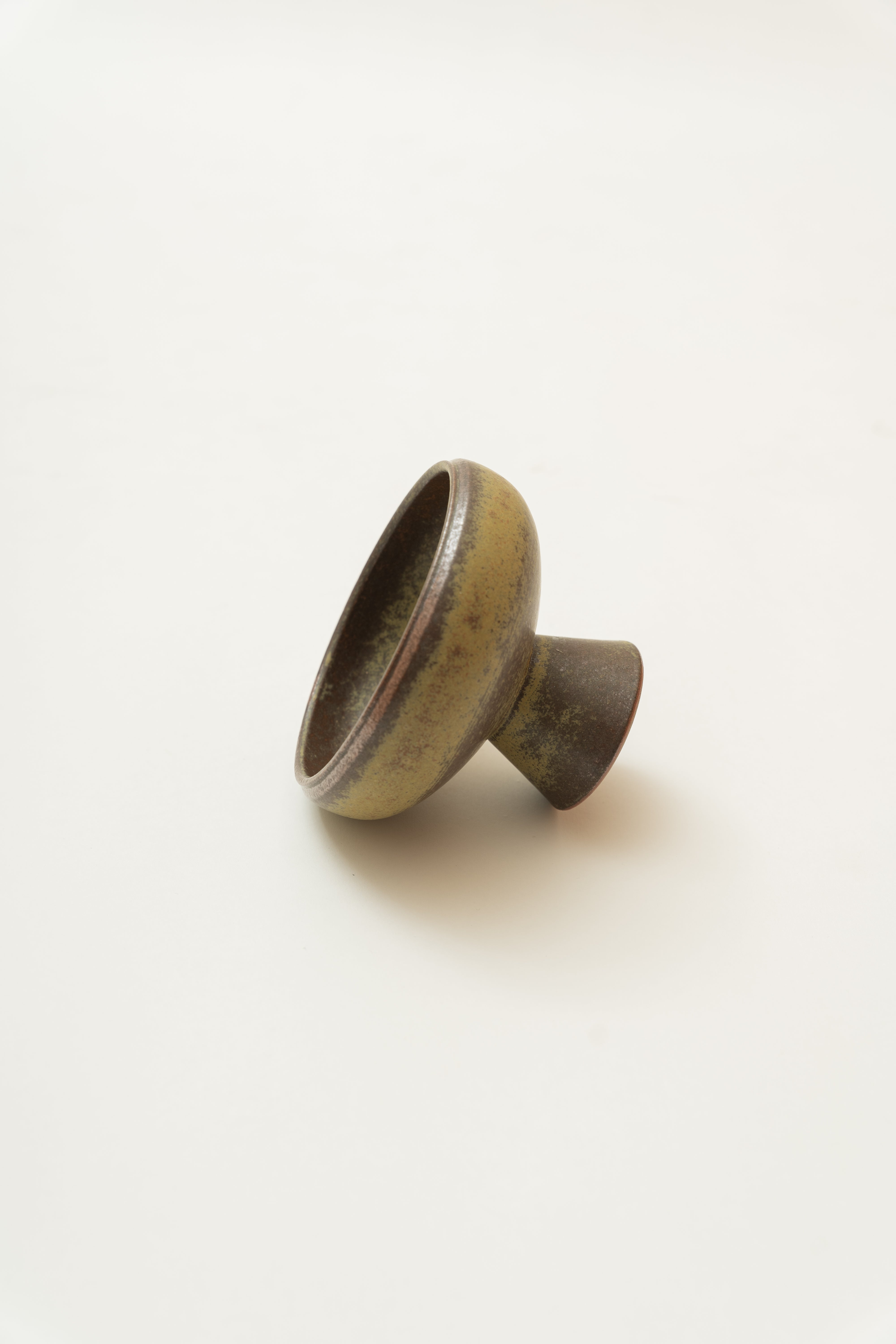 Earthenware Pedestal Bowl in Dark Elmwood
