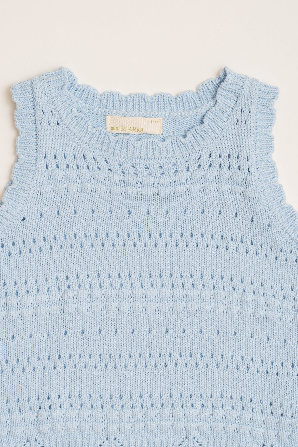Mini Crochet Knit Tank in Mist Blue