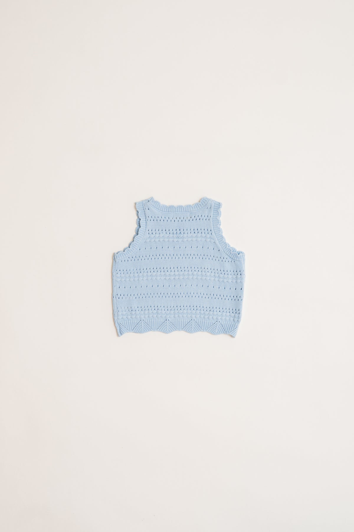 Mini Crochet Knit Tank in Mist Blue
