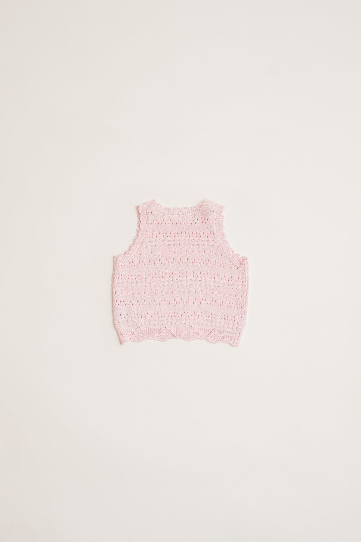 Mini Crochet Knit Tank in Pale Pink