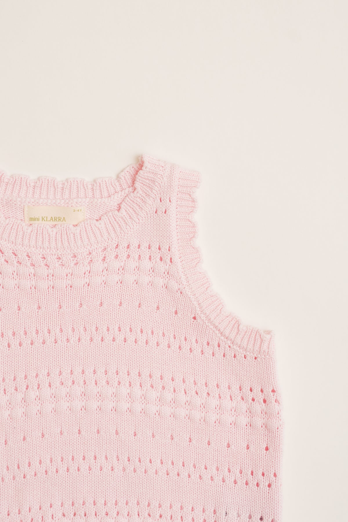 Mini Crochet Knit Tank in Pale Pink
