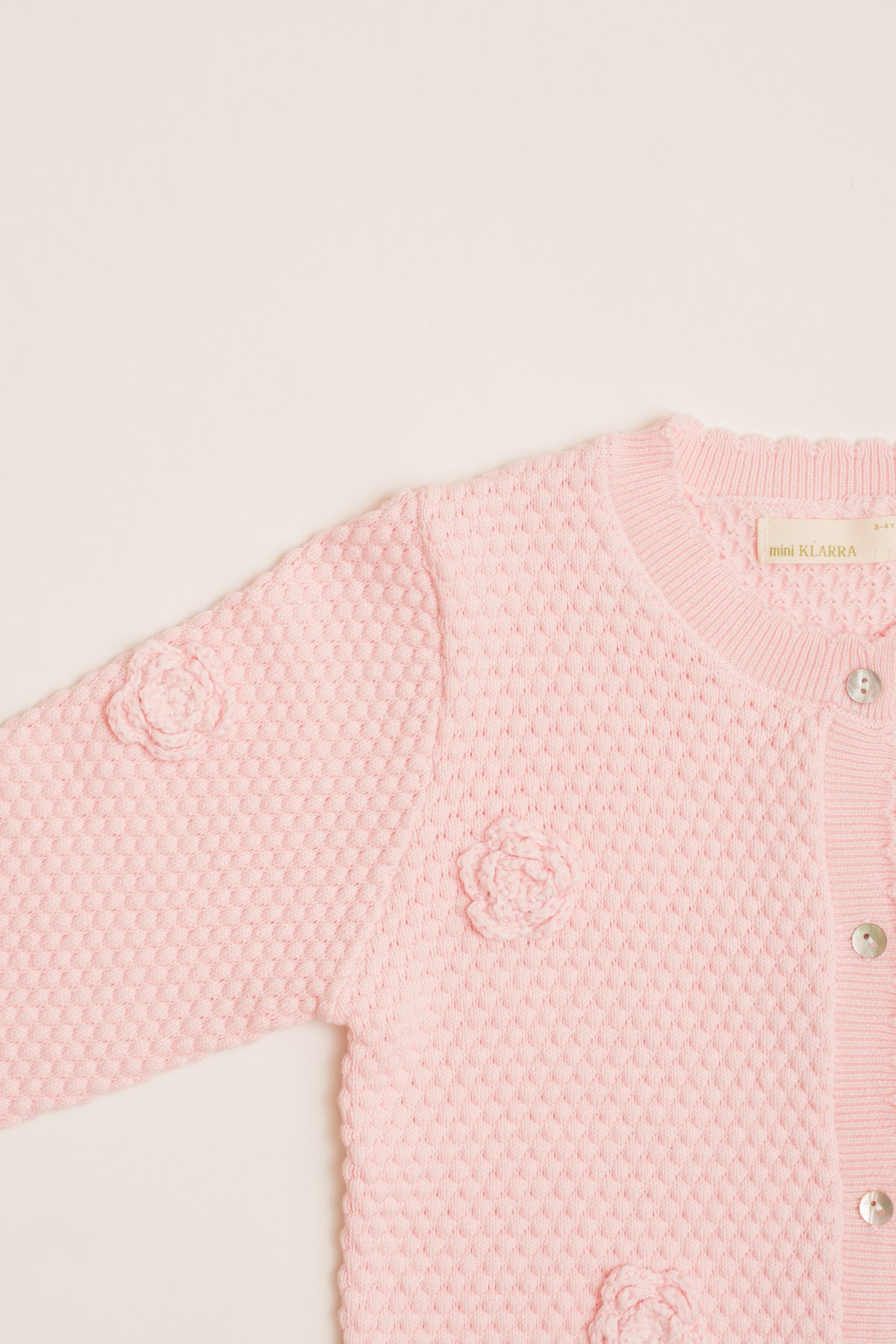 Mini Floral Applique Cardigan in Pink
