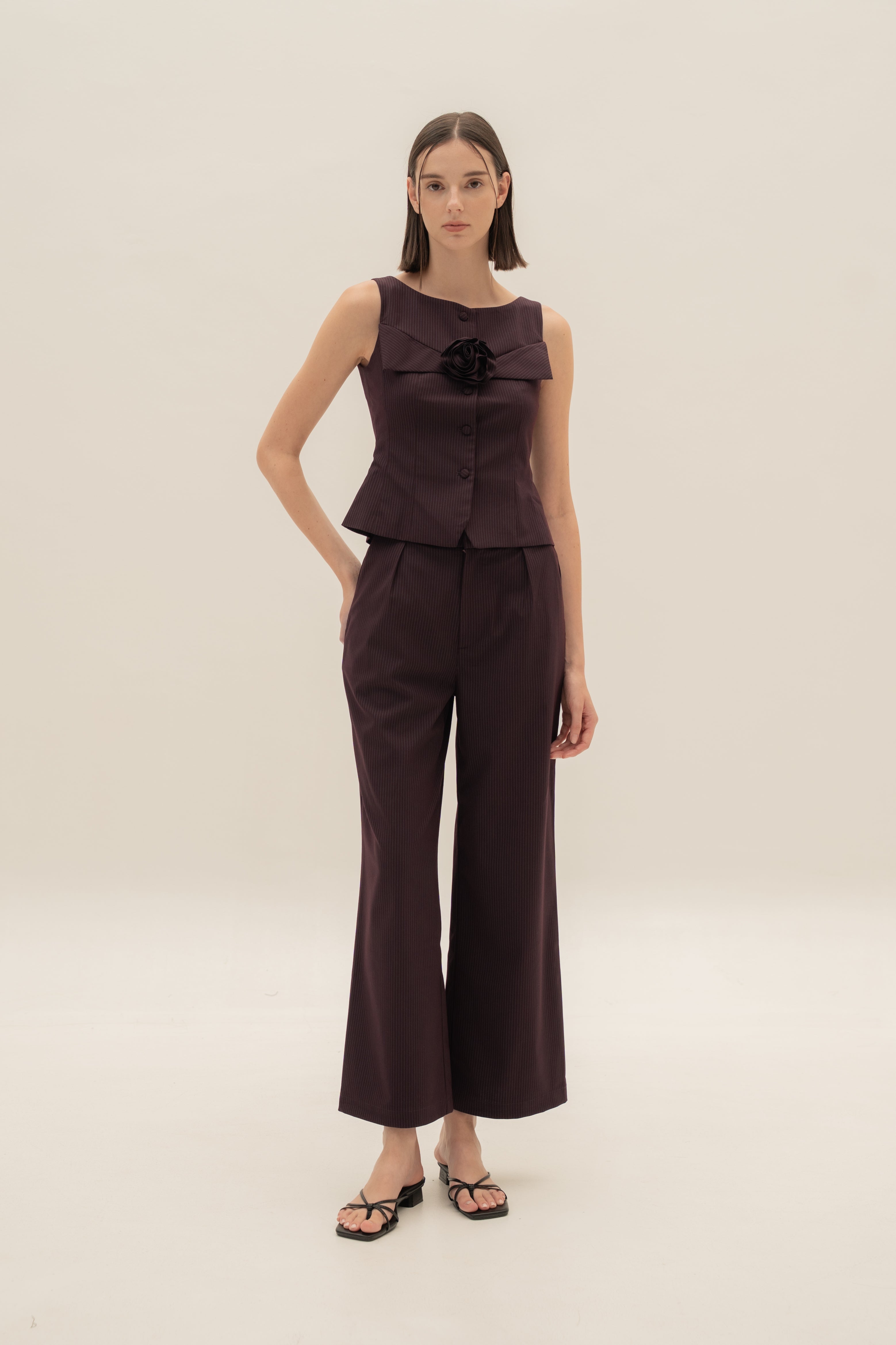 Suiting Pleated Trousers in Pinstripe Mulberry