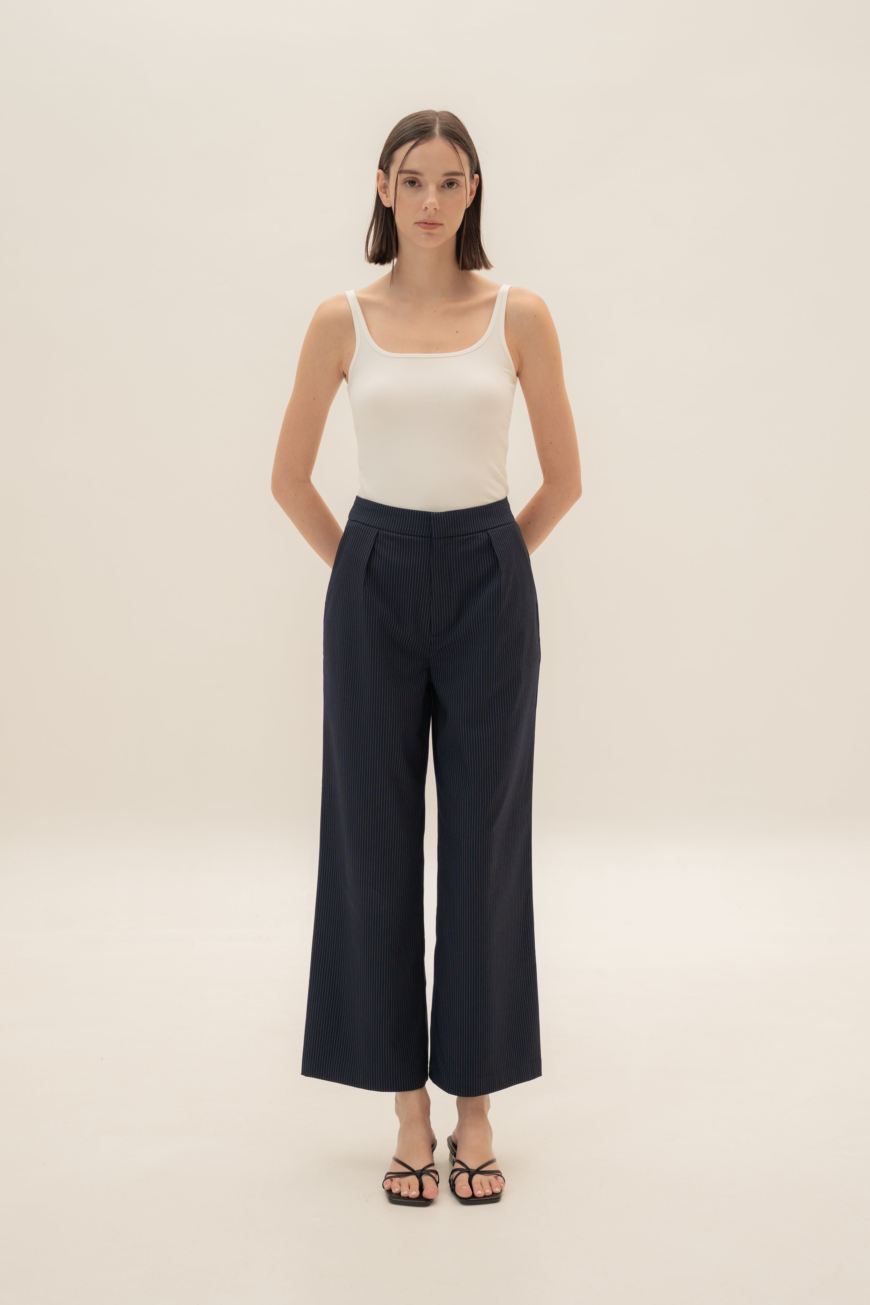 Suiting Pleated Trousers in Pinstripe Navy