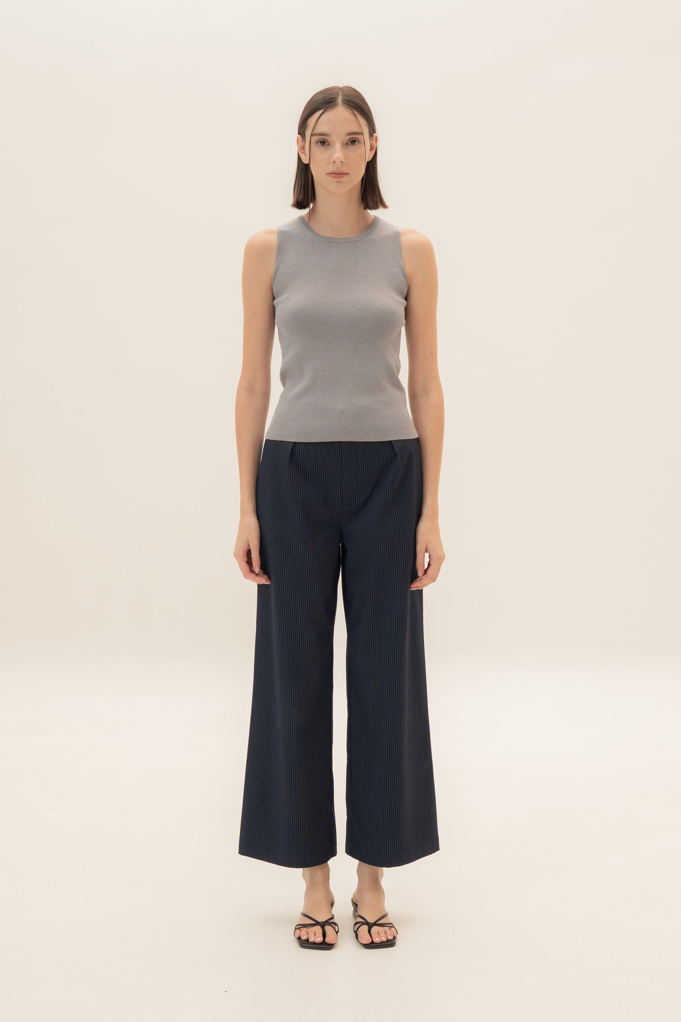 Sleeveless Knit Tank in Heather Grey