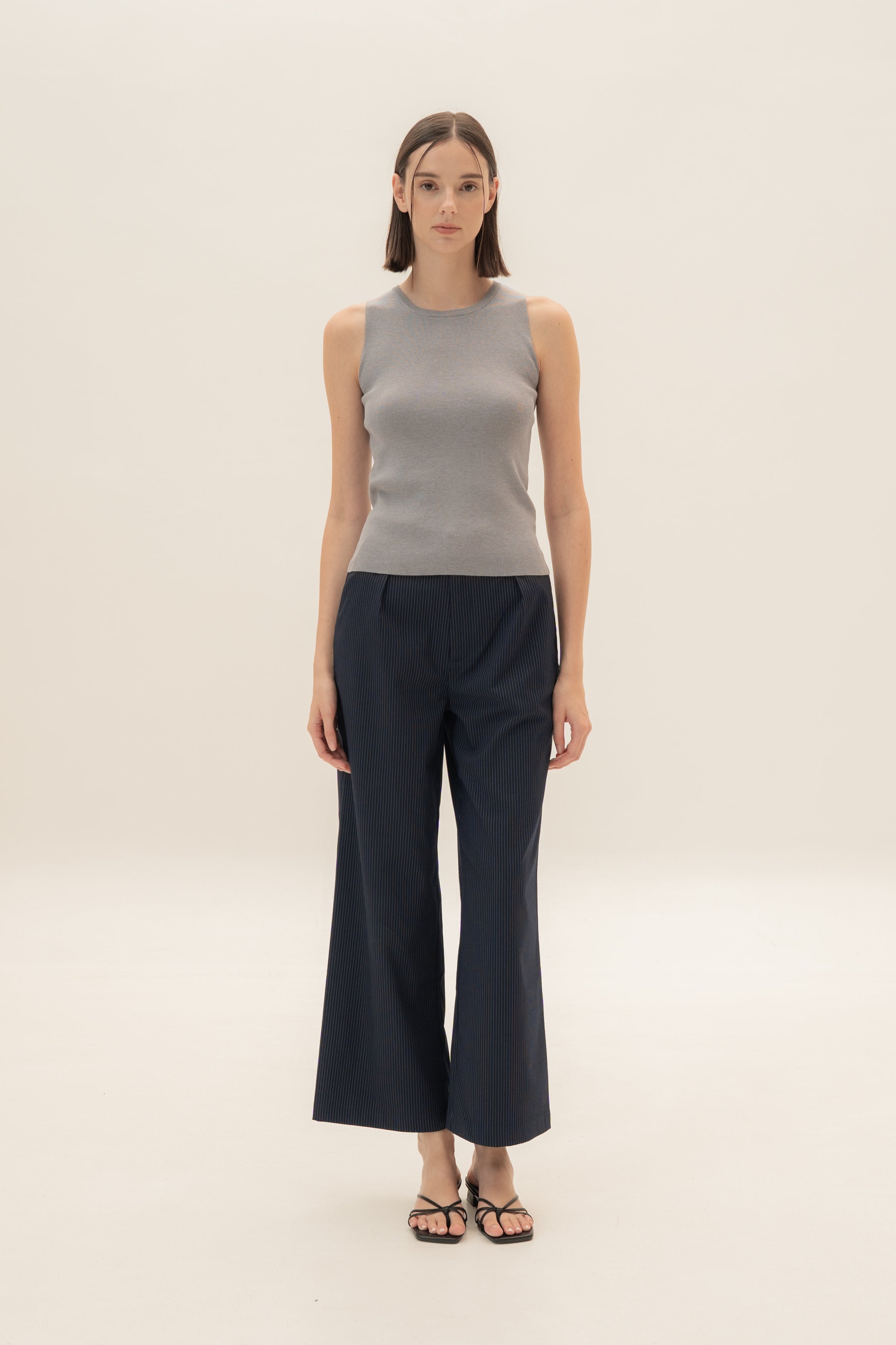 Sleeveless Knit Tank in Heather Grey