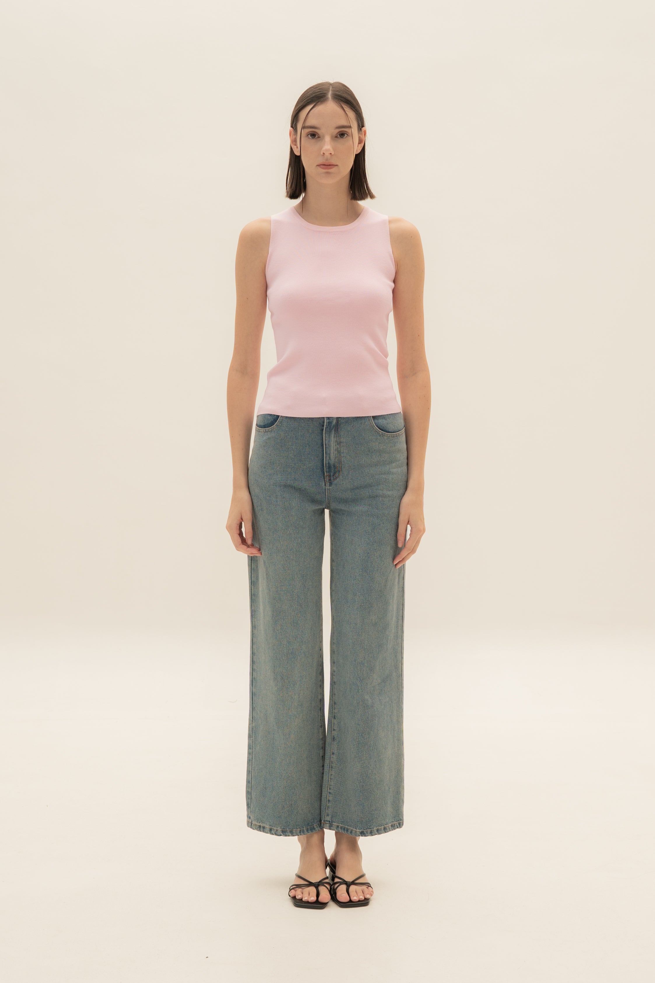 Sleeveless Knit Tank in Pink