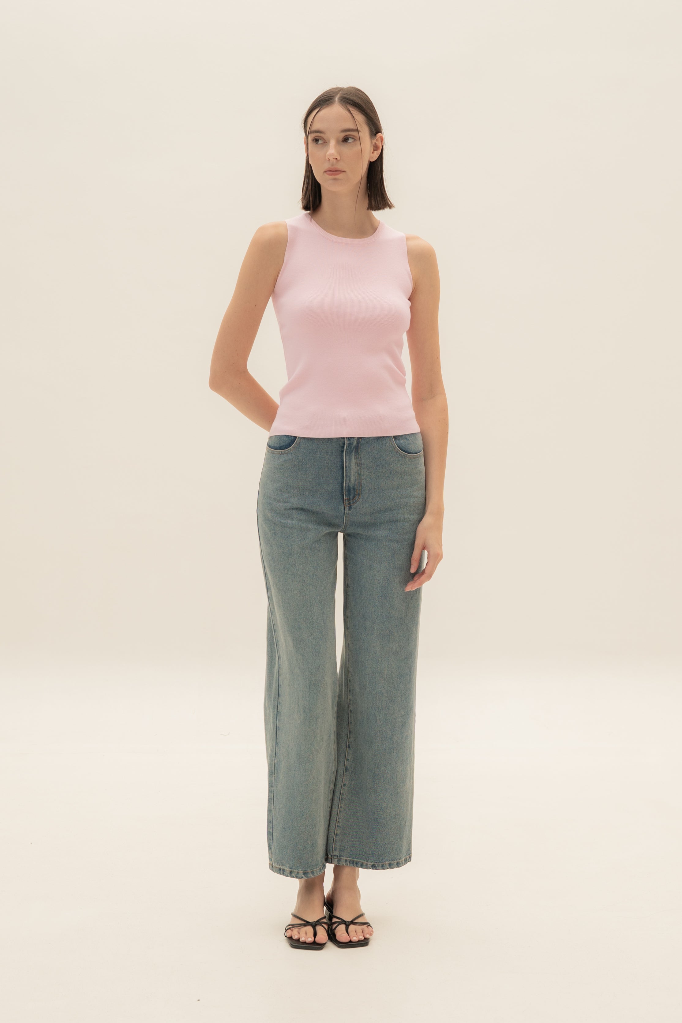 Sleeveless Knit Tank in Pink