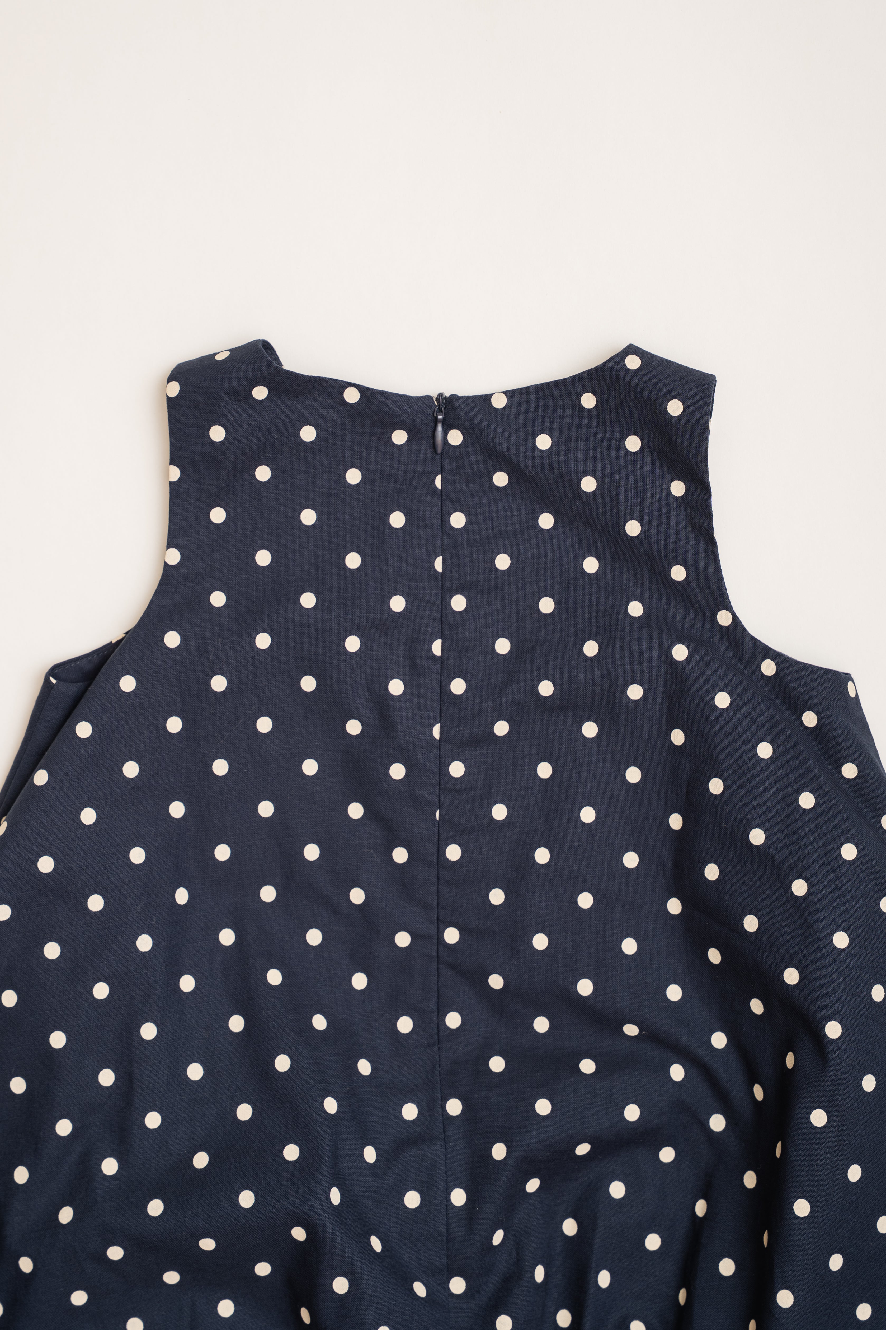 Mini Bubble Hem A-Line Dress in Polka Dot Navy